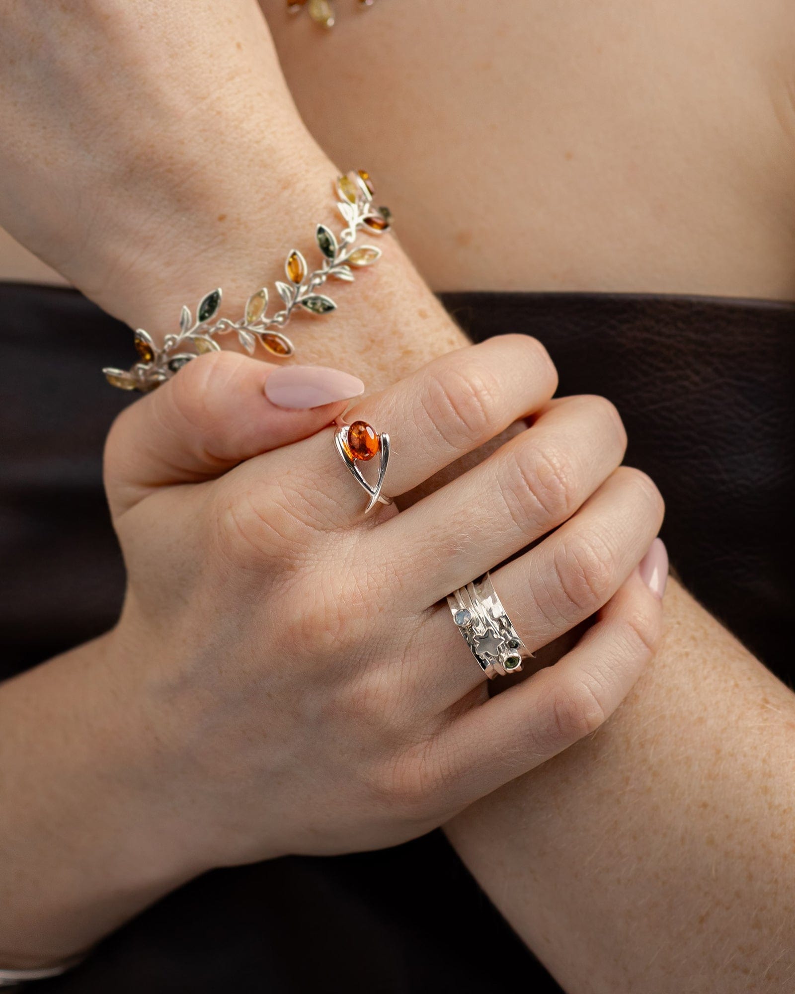 Sterling Silver Star Cluster Spinner Ring