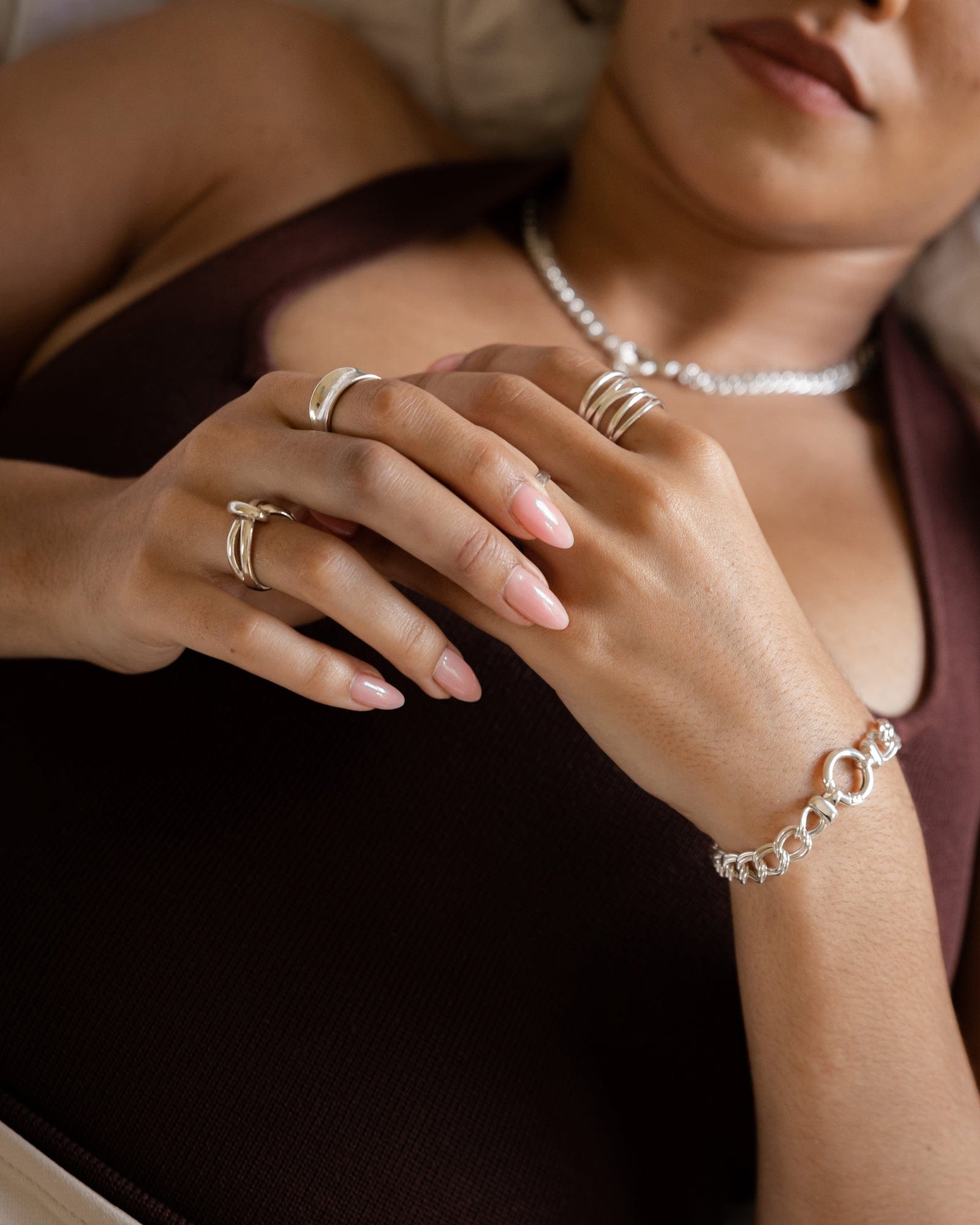 Sterling Silver Double Link Chunky Curb Chain Bracelet