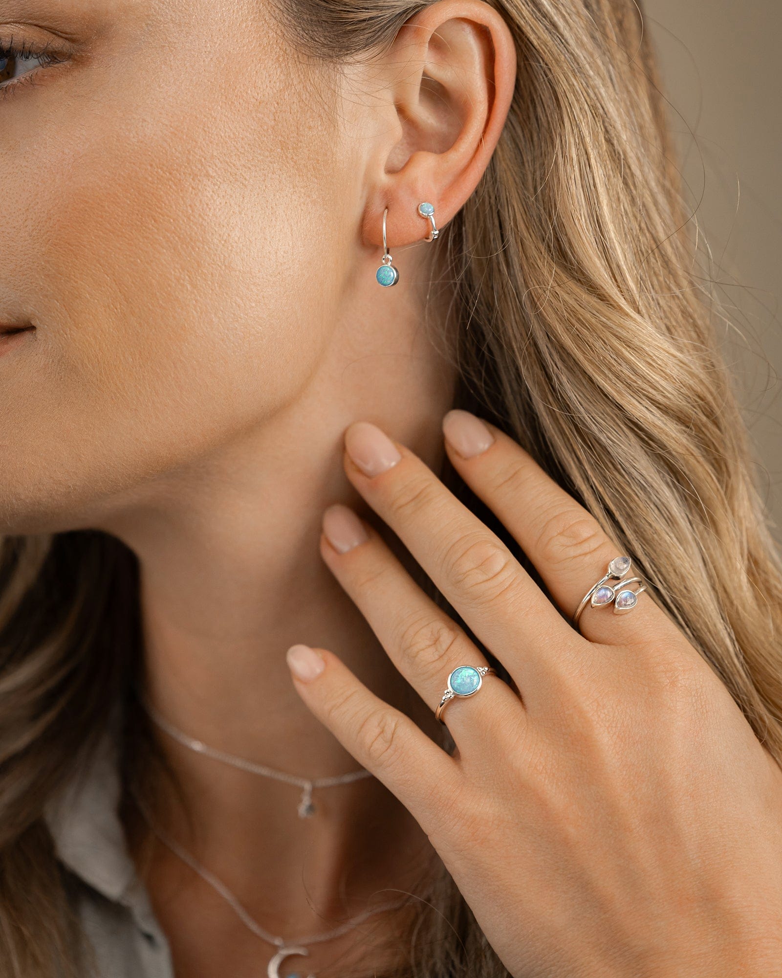 Sterling Silver and Opal Bali Ring