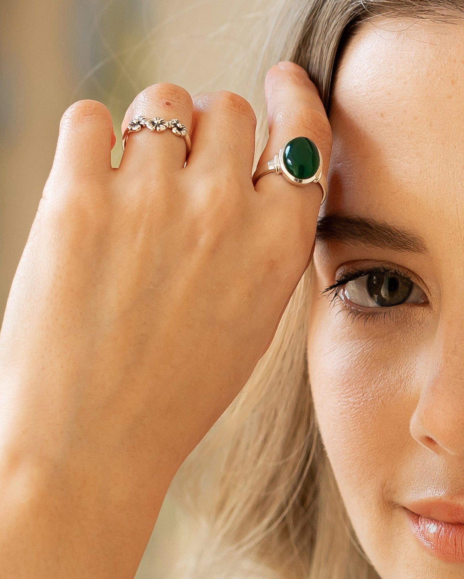 Sterling Silver and Oval Gemstone Ring