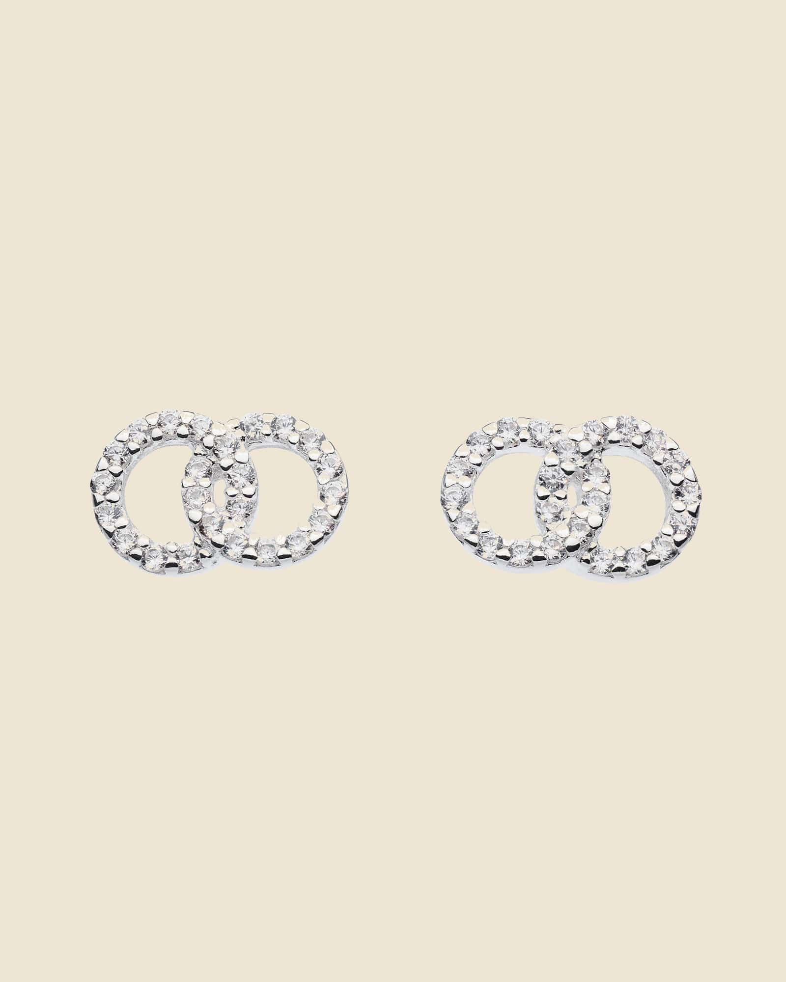 Sterling Silver and Cubic Zirconia Lovers Link Studs