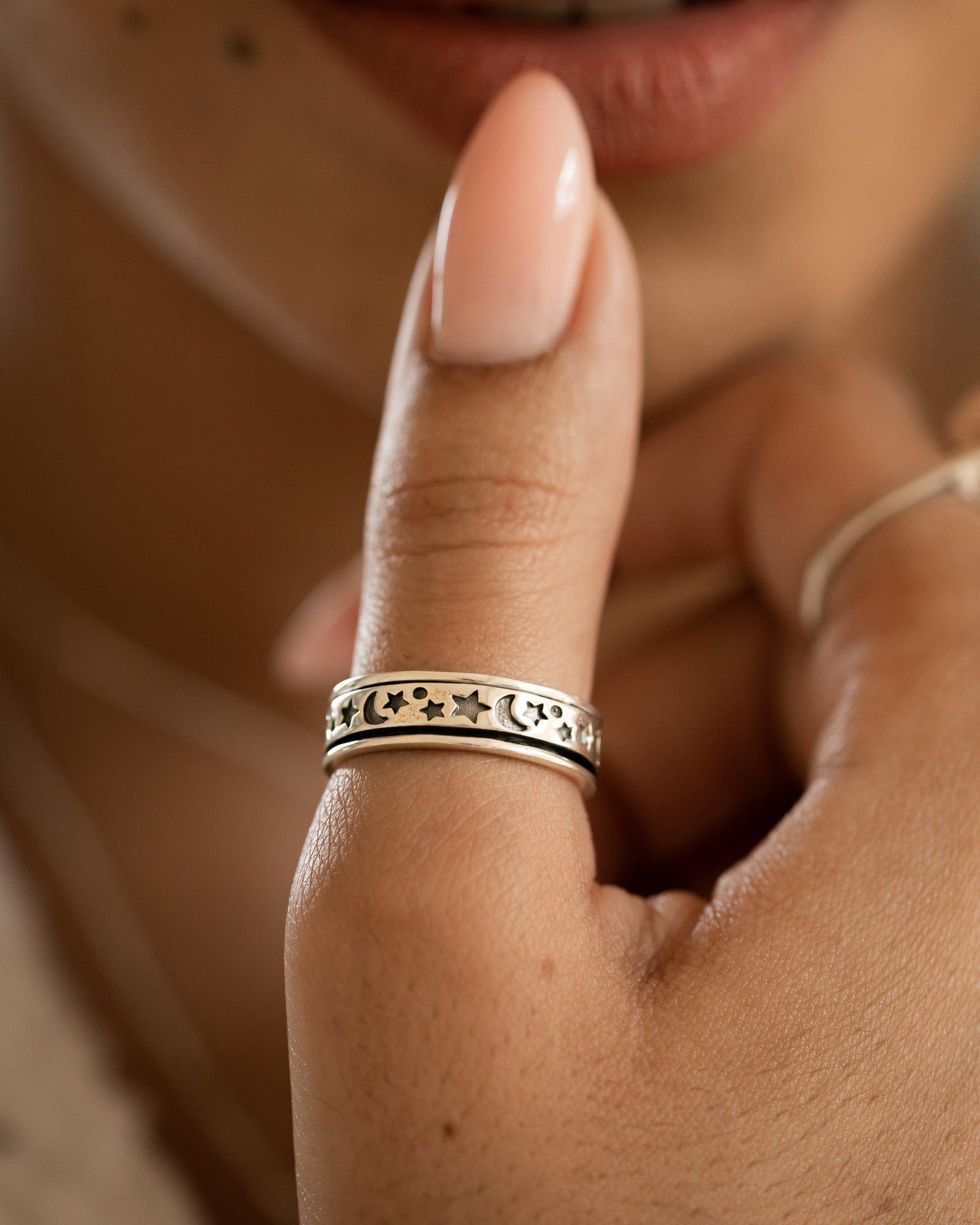 Sterling Silver Celestial Spinner Ring