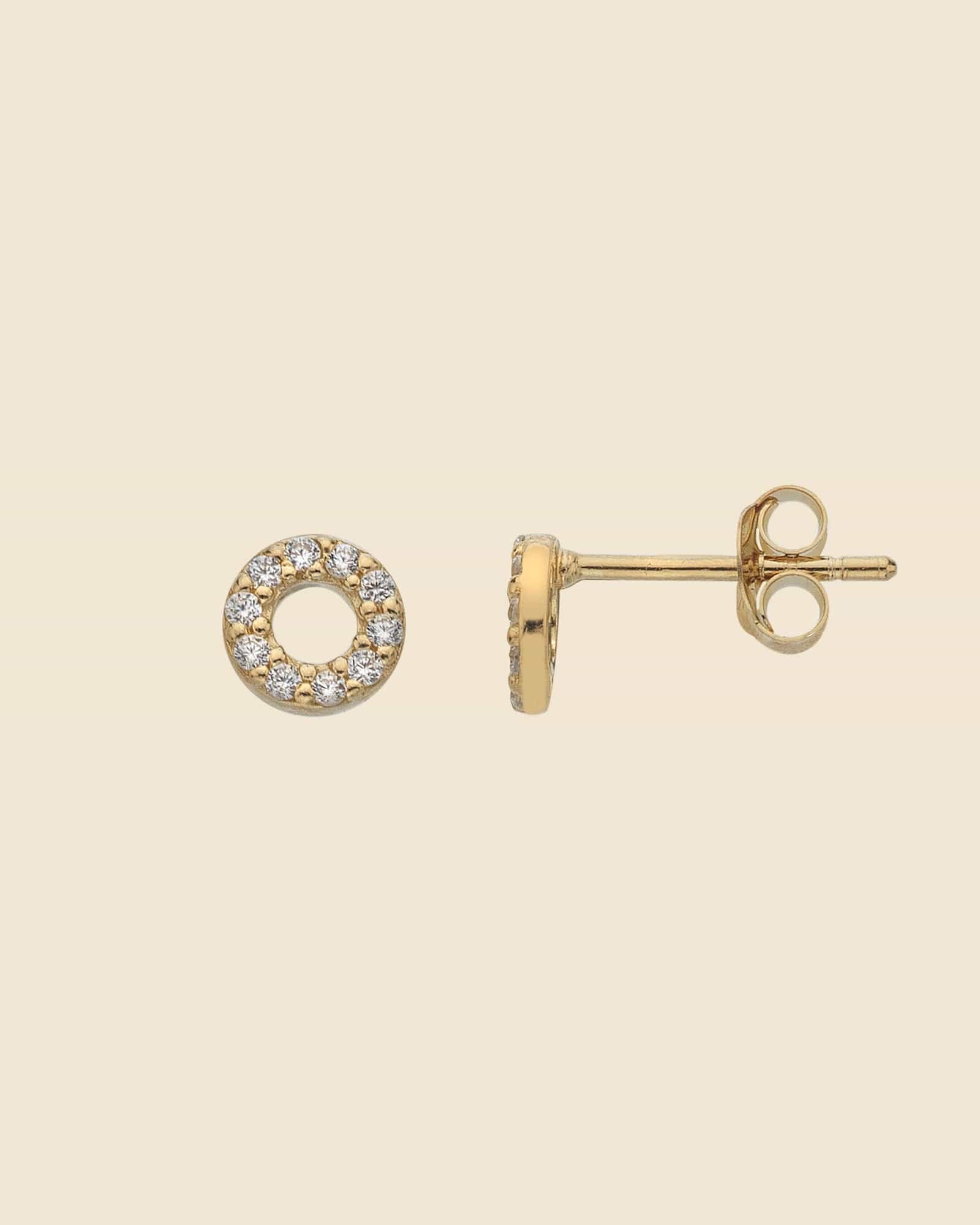Gold plated and Cubic Zirconia Small Circle Studs