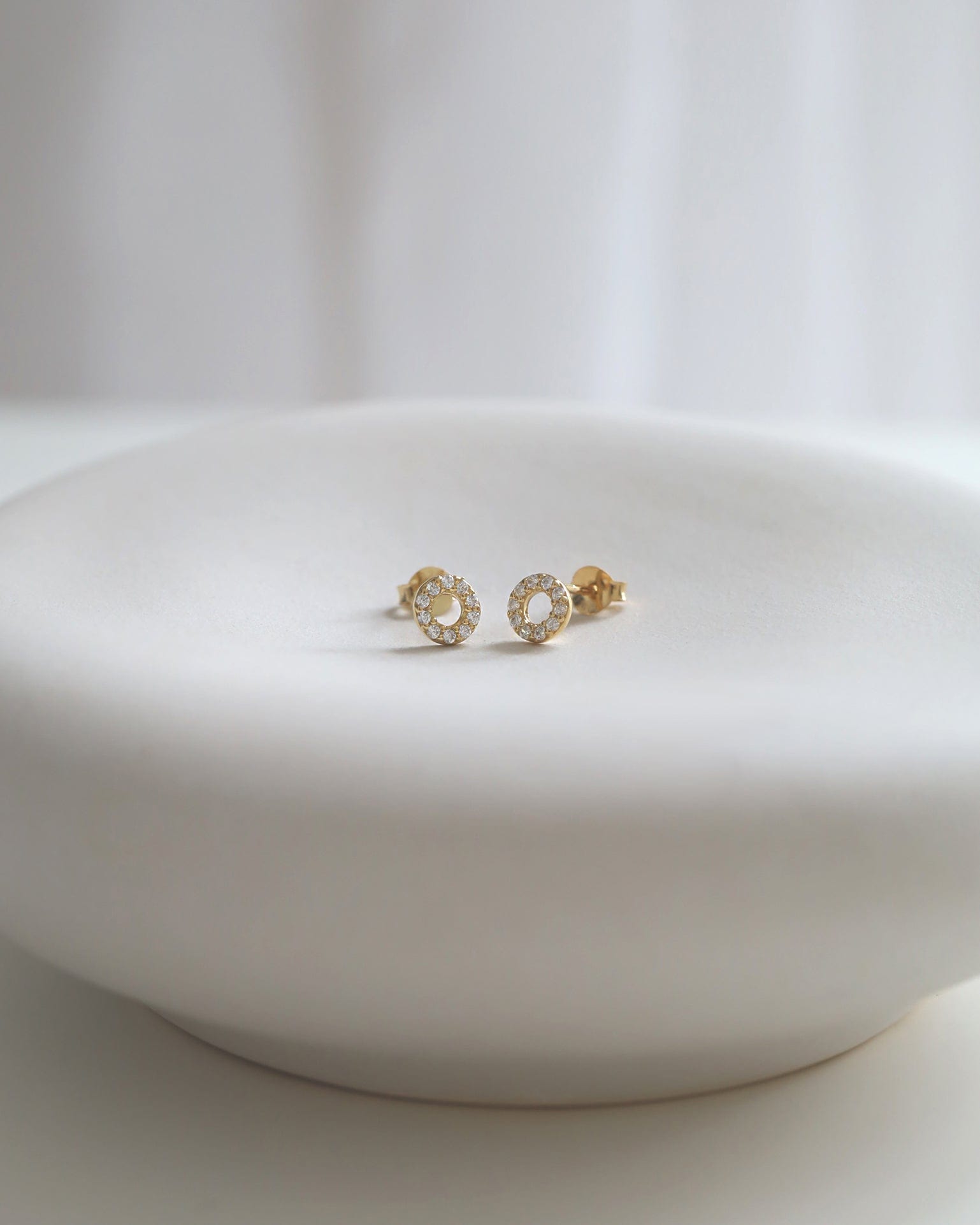 Gold plated and Cubic Zirconia Small Circle Studs
