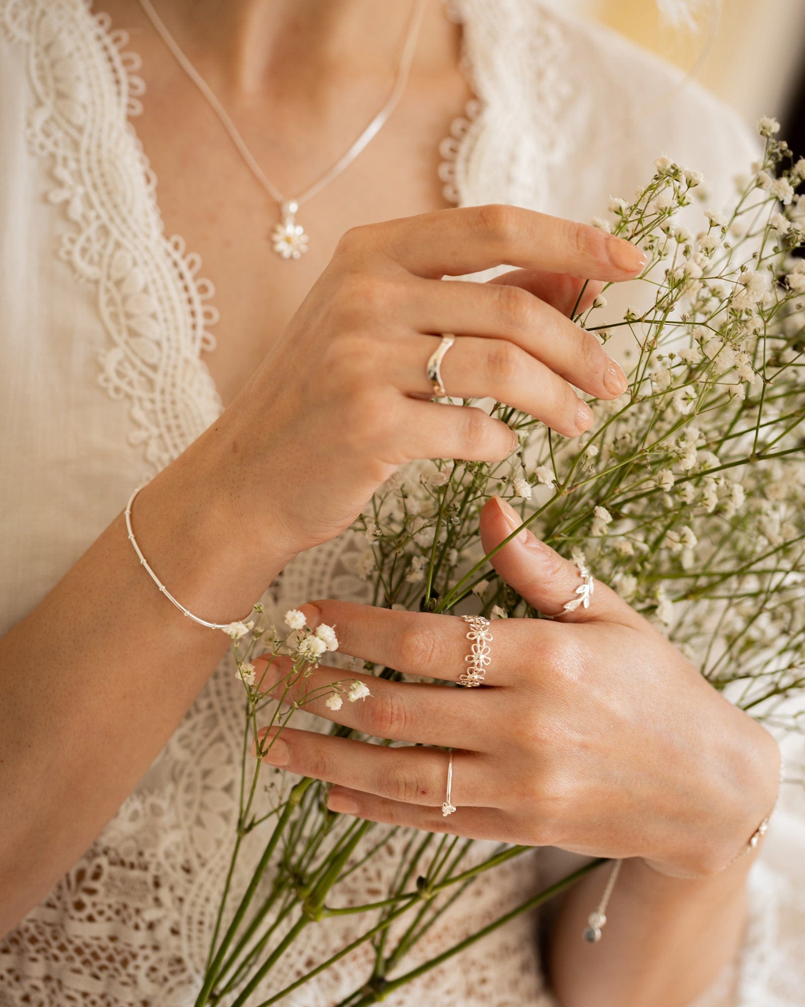 Sterling Silver Daisy Chain Ring