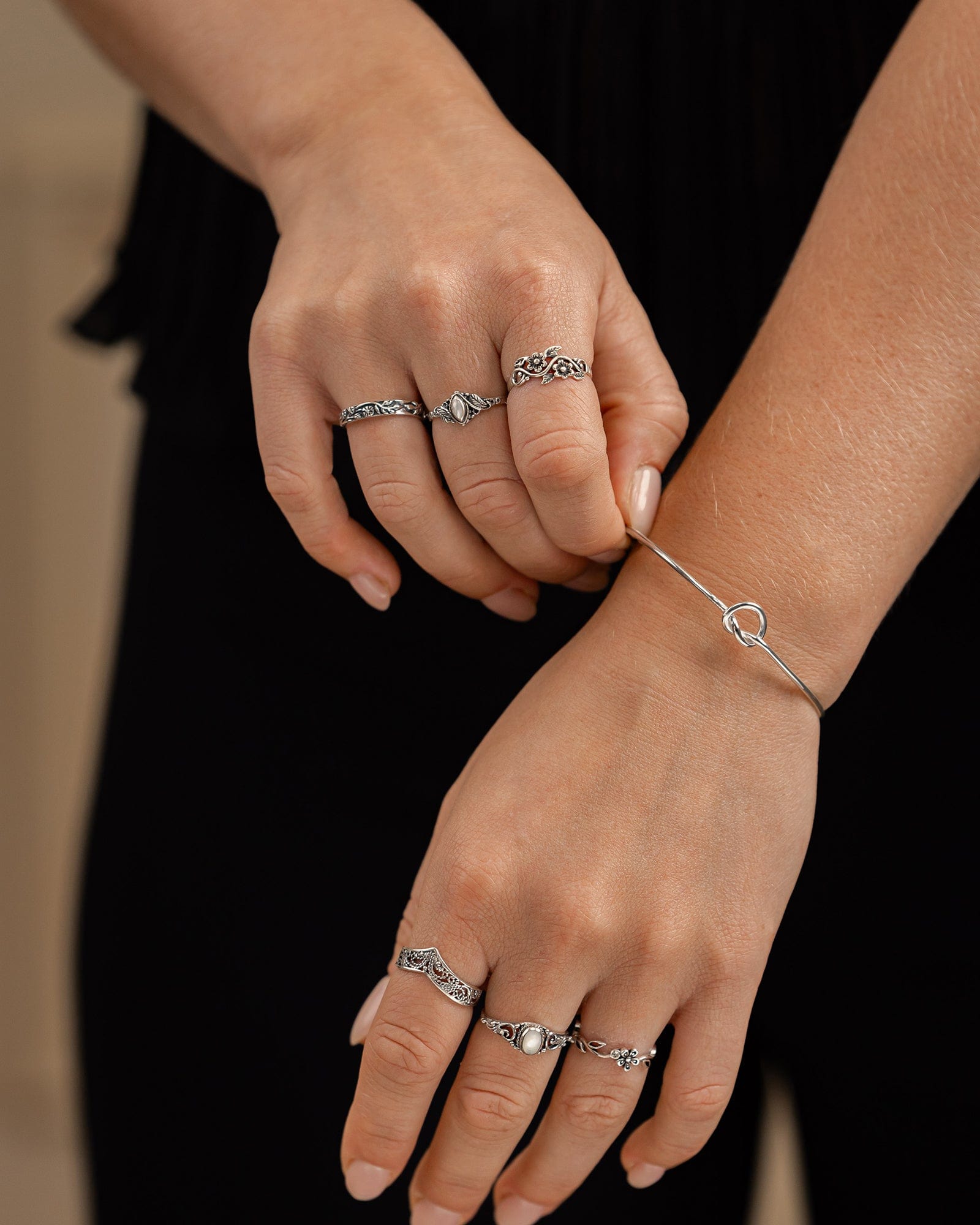 Sterling Silver  Flower Band Ring