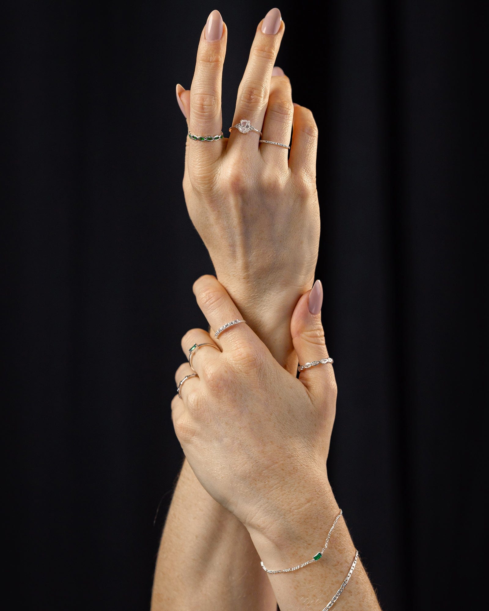 Sterling Silver and Cubic Zirconia Narrow Band Ring