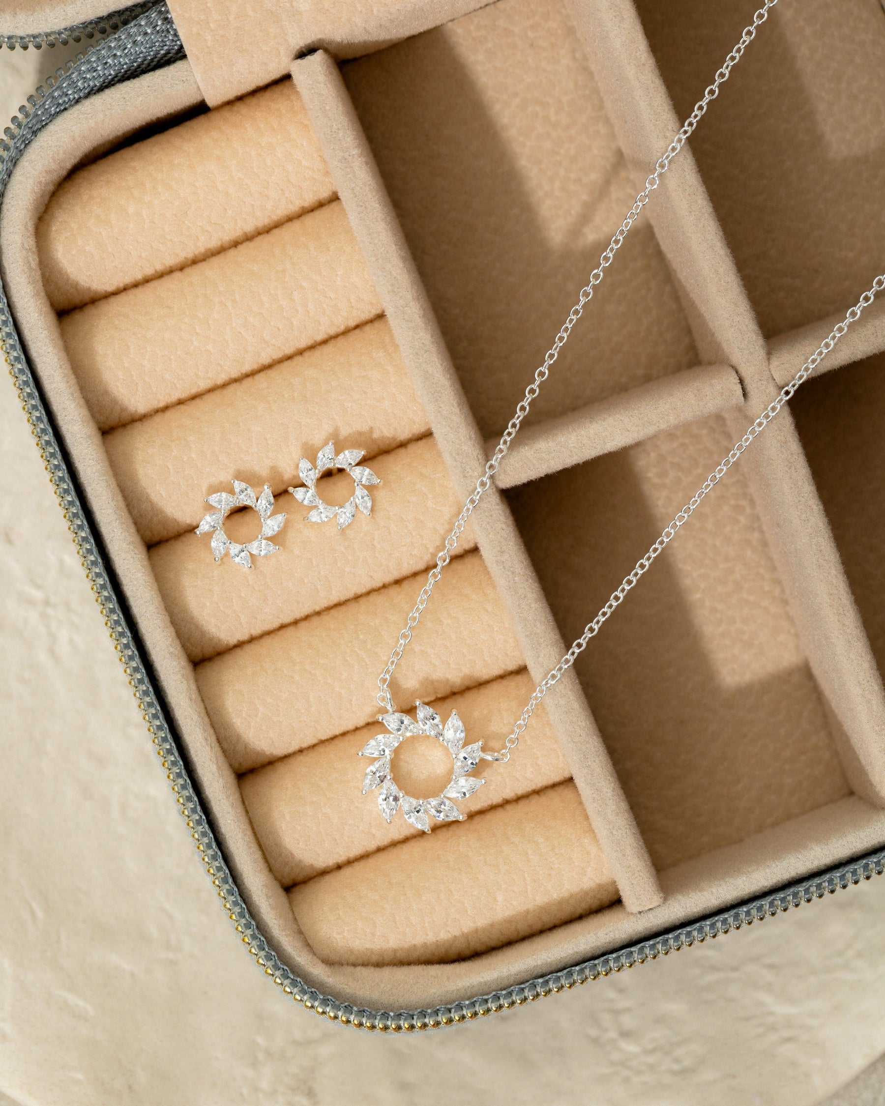 Sterling Silver and Cubic Zirconia Marquise Flare Necklace