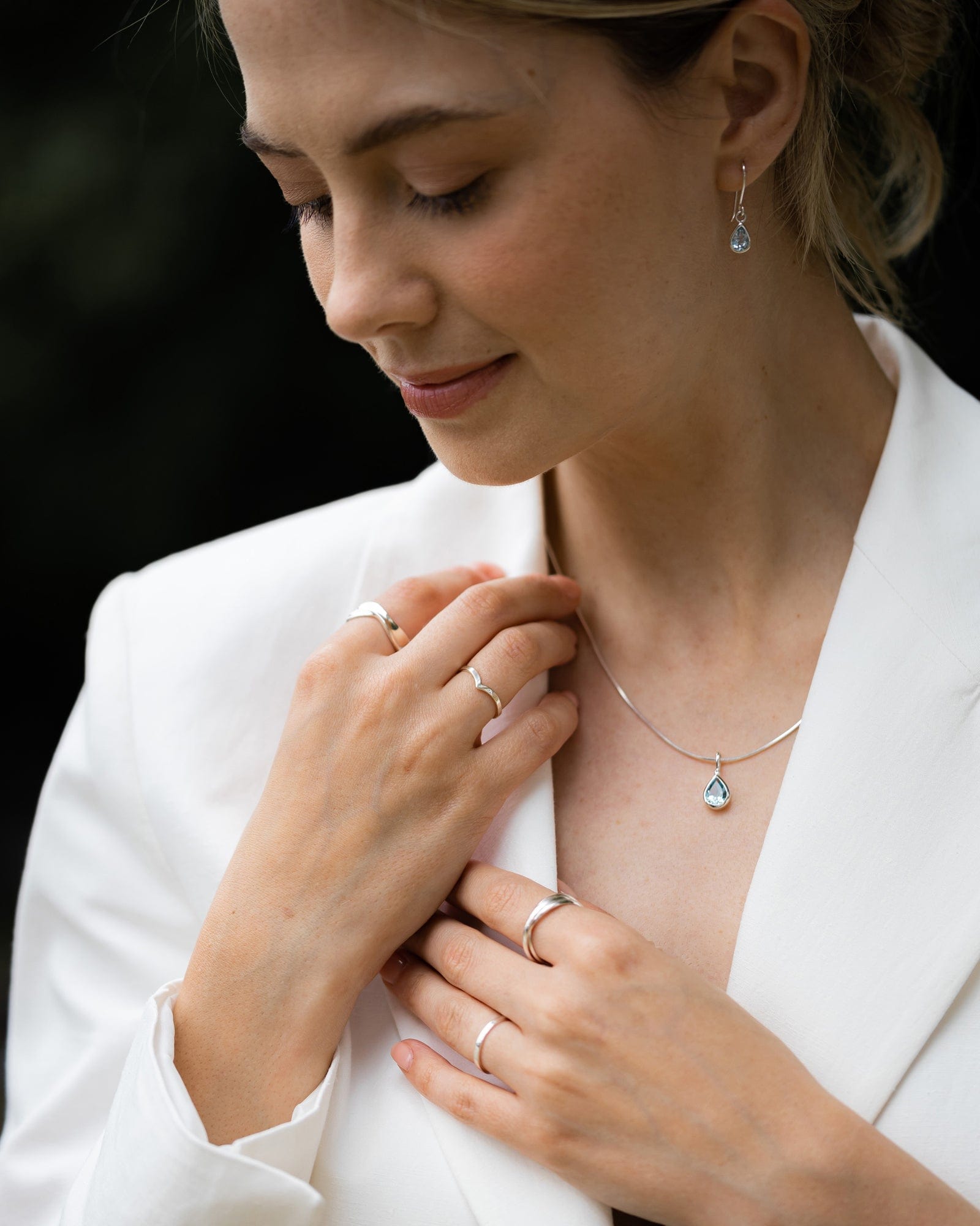 Sterling Silver and Blue Topaz Teardrop Pendant