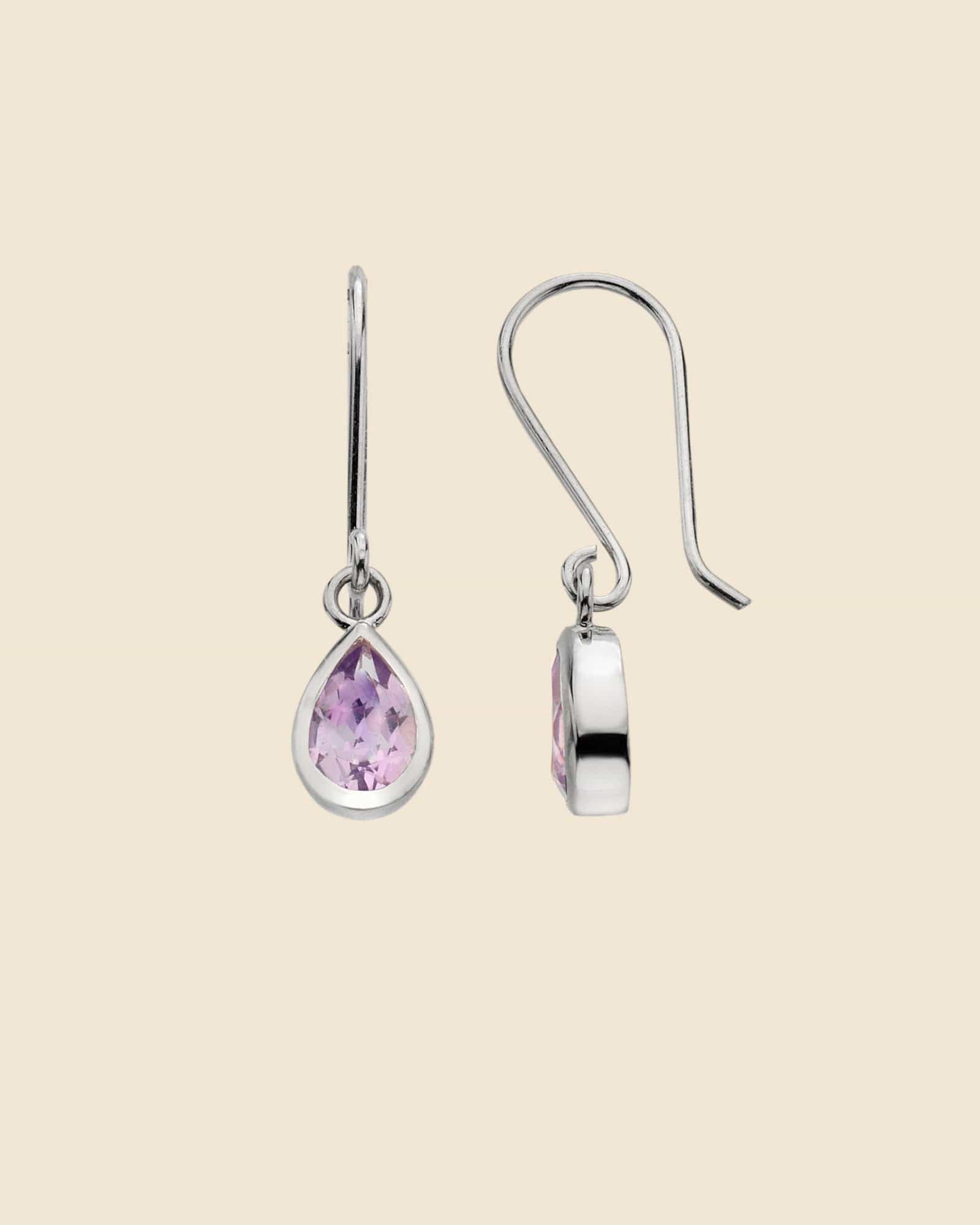 Sterling Silver and Amethyst Teardrop Earrings