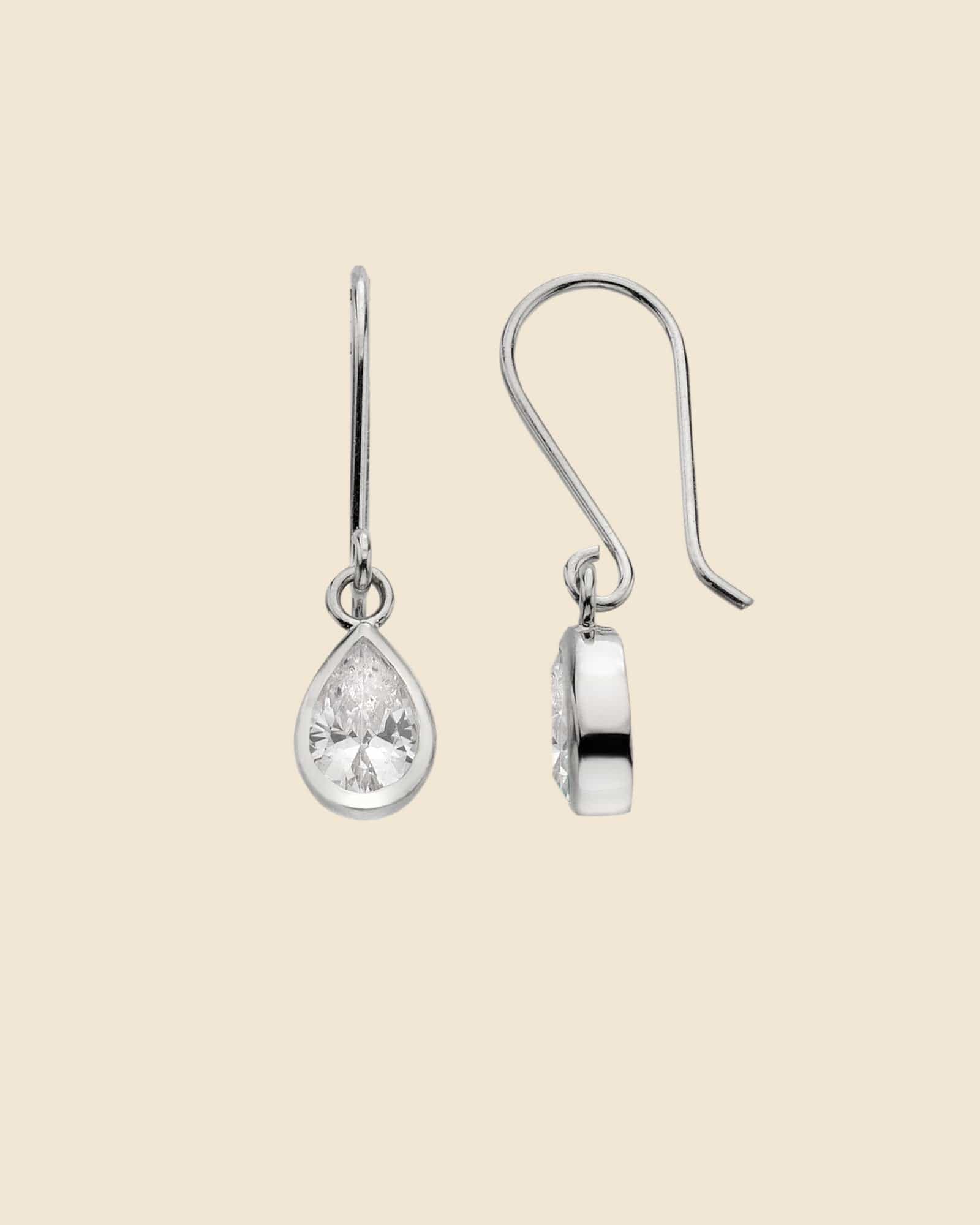 Sterling Silver and Cubic Zirconia Teardrop Earrings