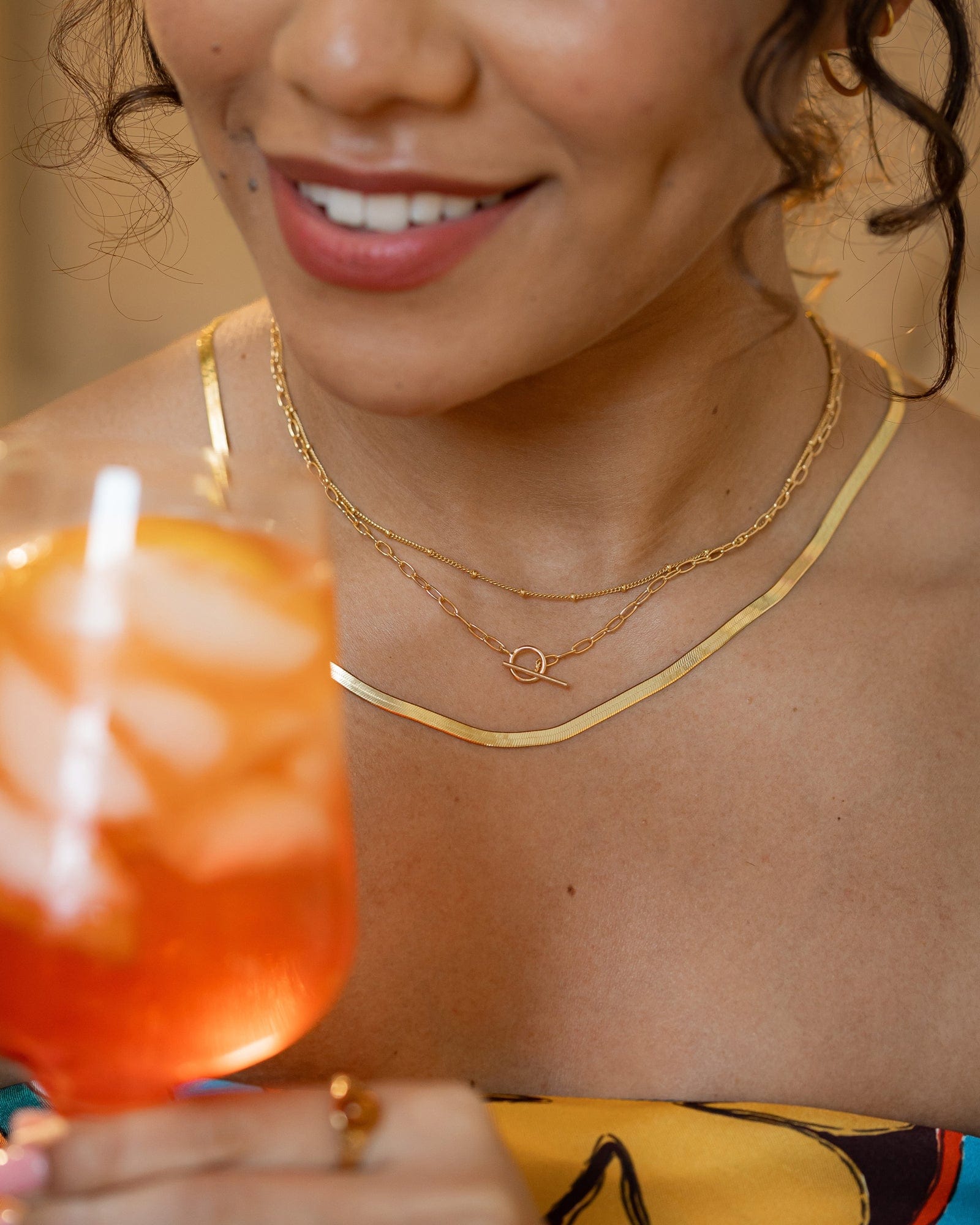 Gold Plated Fine Herringbone Necklace