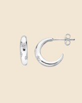 Sterling Silver and Cubic Zirconia Star Open Hoops