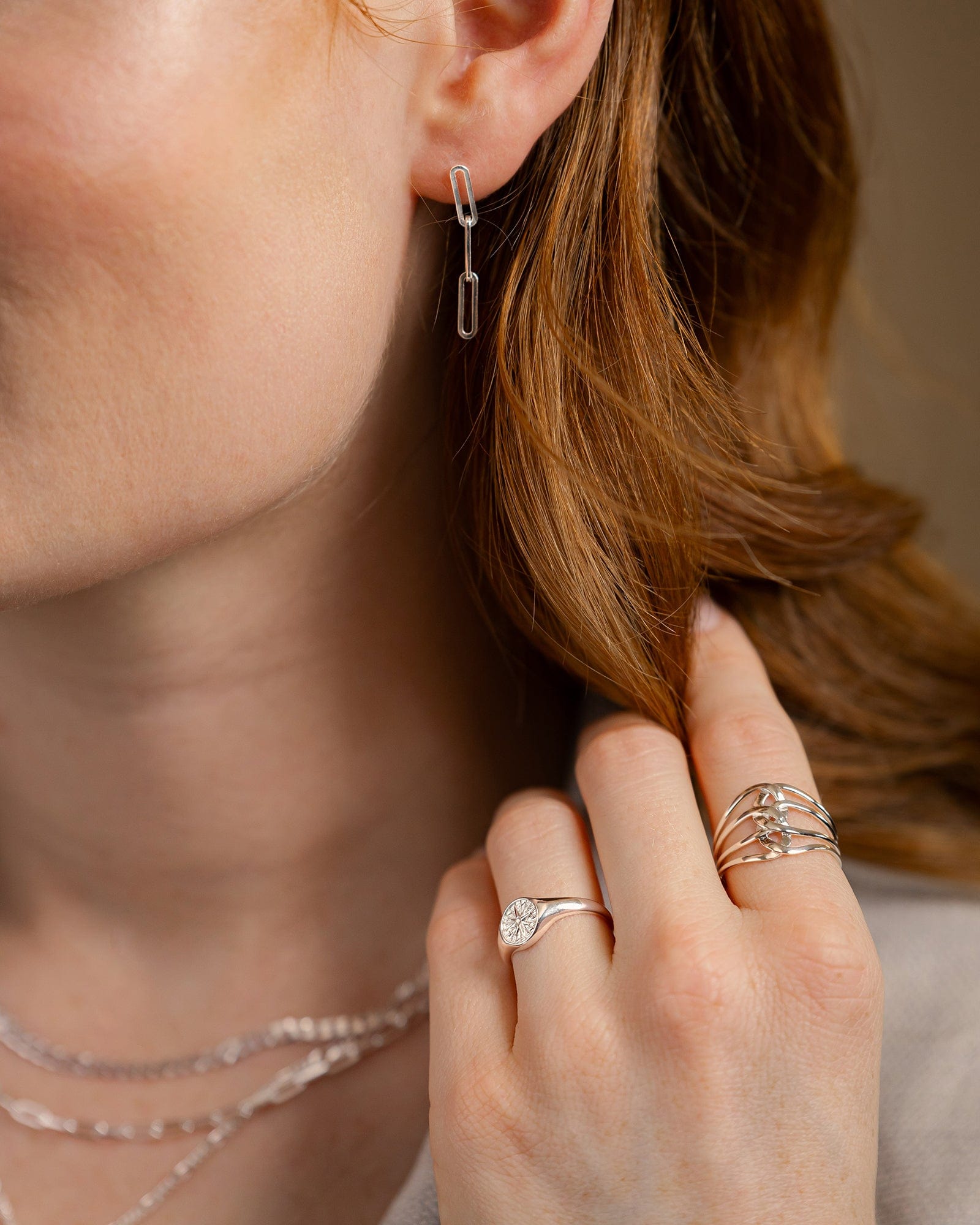 Sterling Silver Compass Signet Ring
