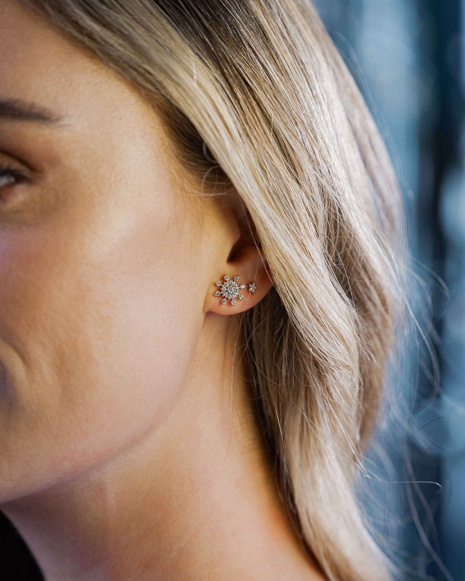 Sterling Silver and Cubic Zirconia Snowflake Earrings