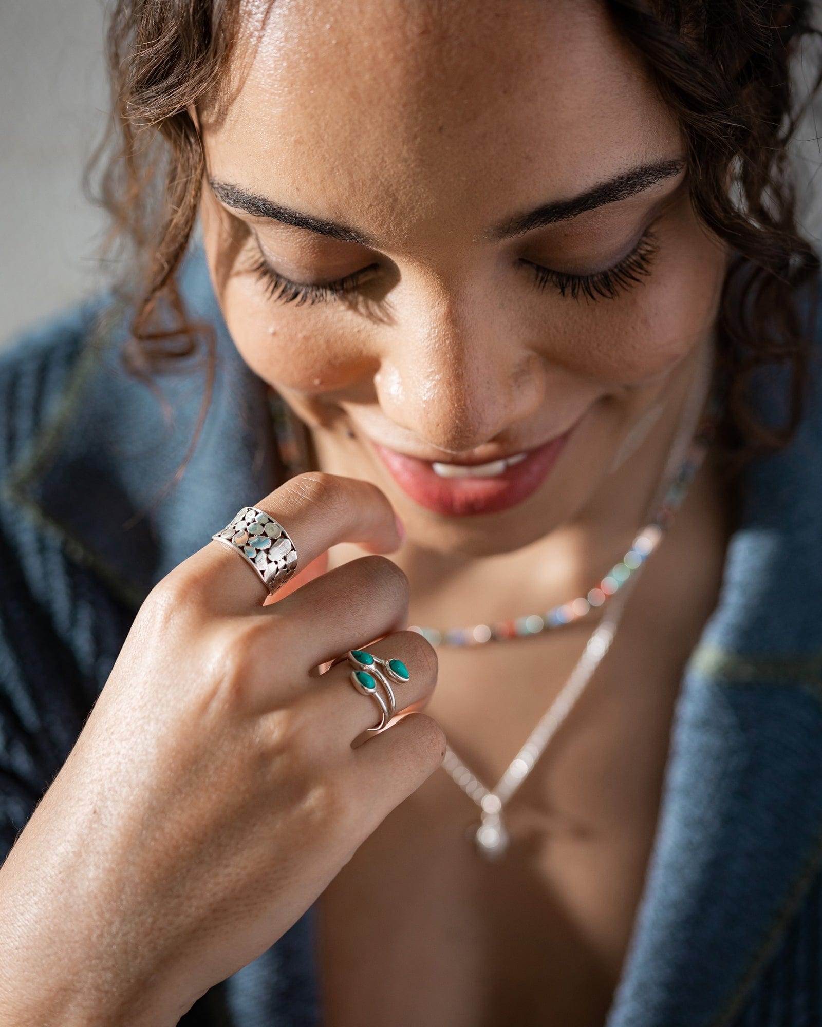 Sterling Silver Gemstone Wrap Around Ring