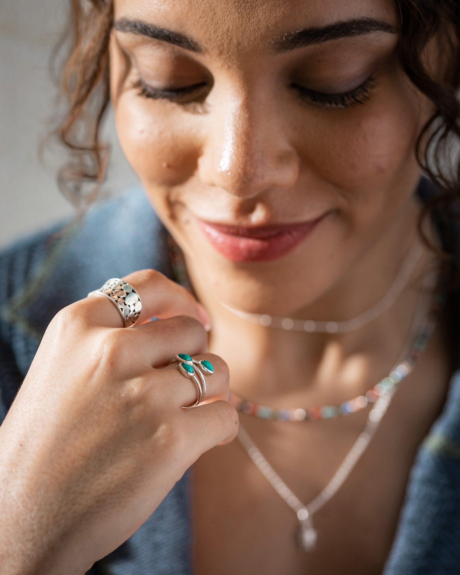 Sterling Silver Pebble Mosaic Ring