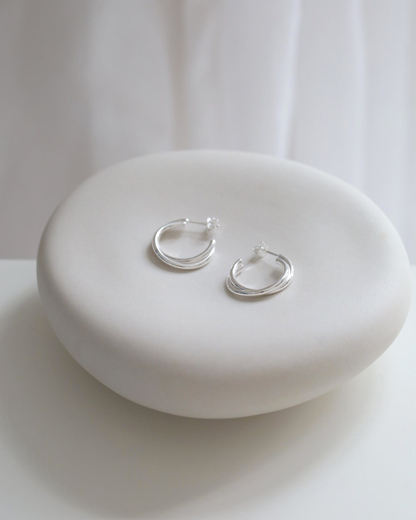 Sterling Silver Crossover Open Hoops