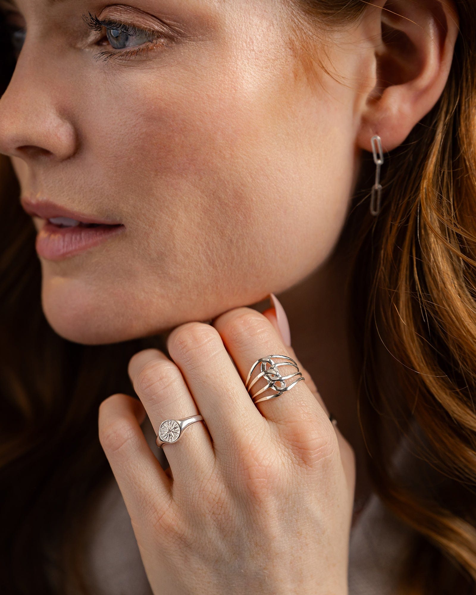 Sterling Silver Compass Signet Ring