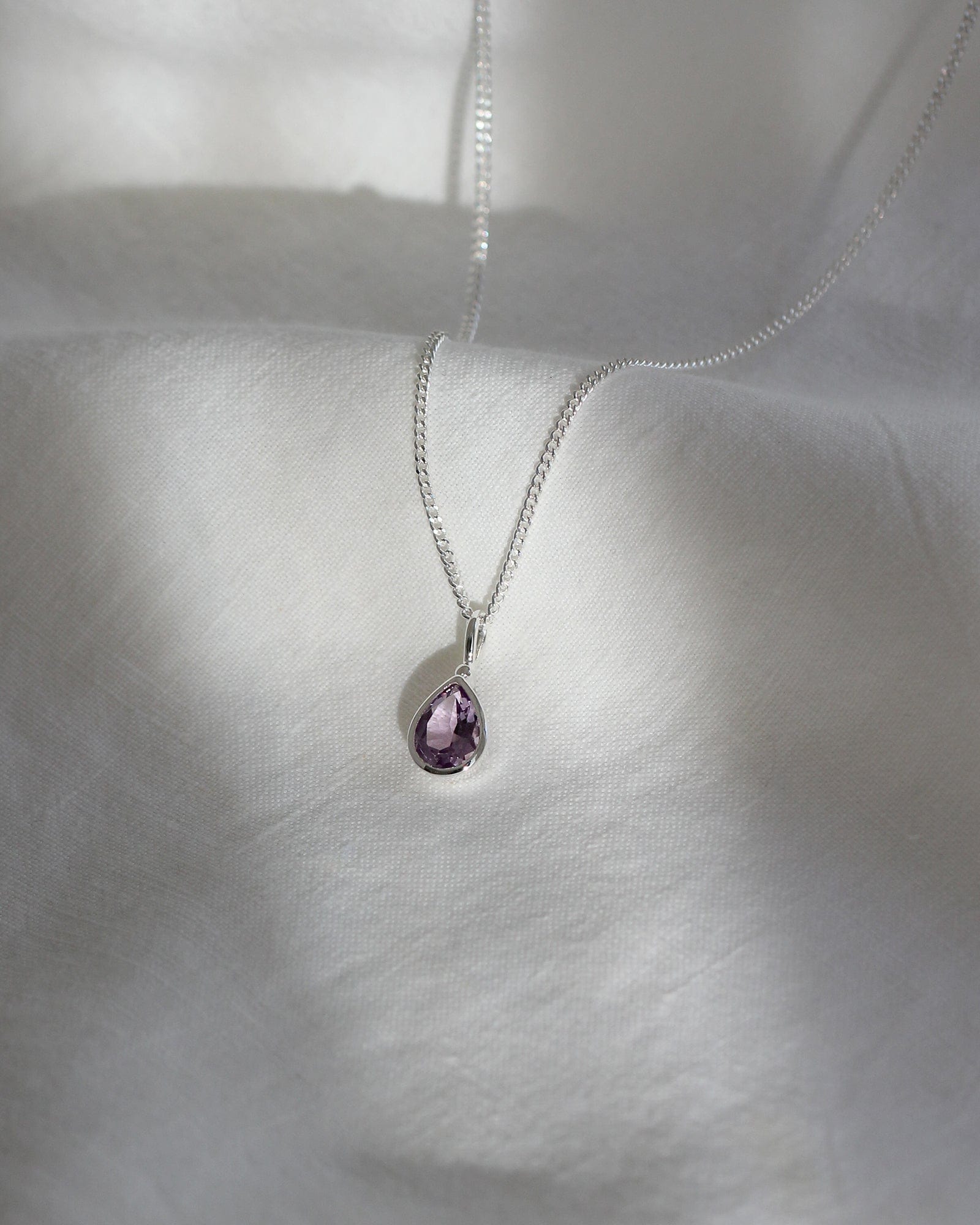 Sterling Silver and Amethyst Teardrop Pendant