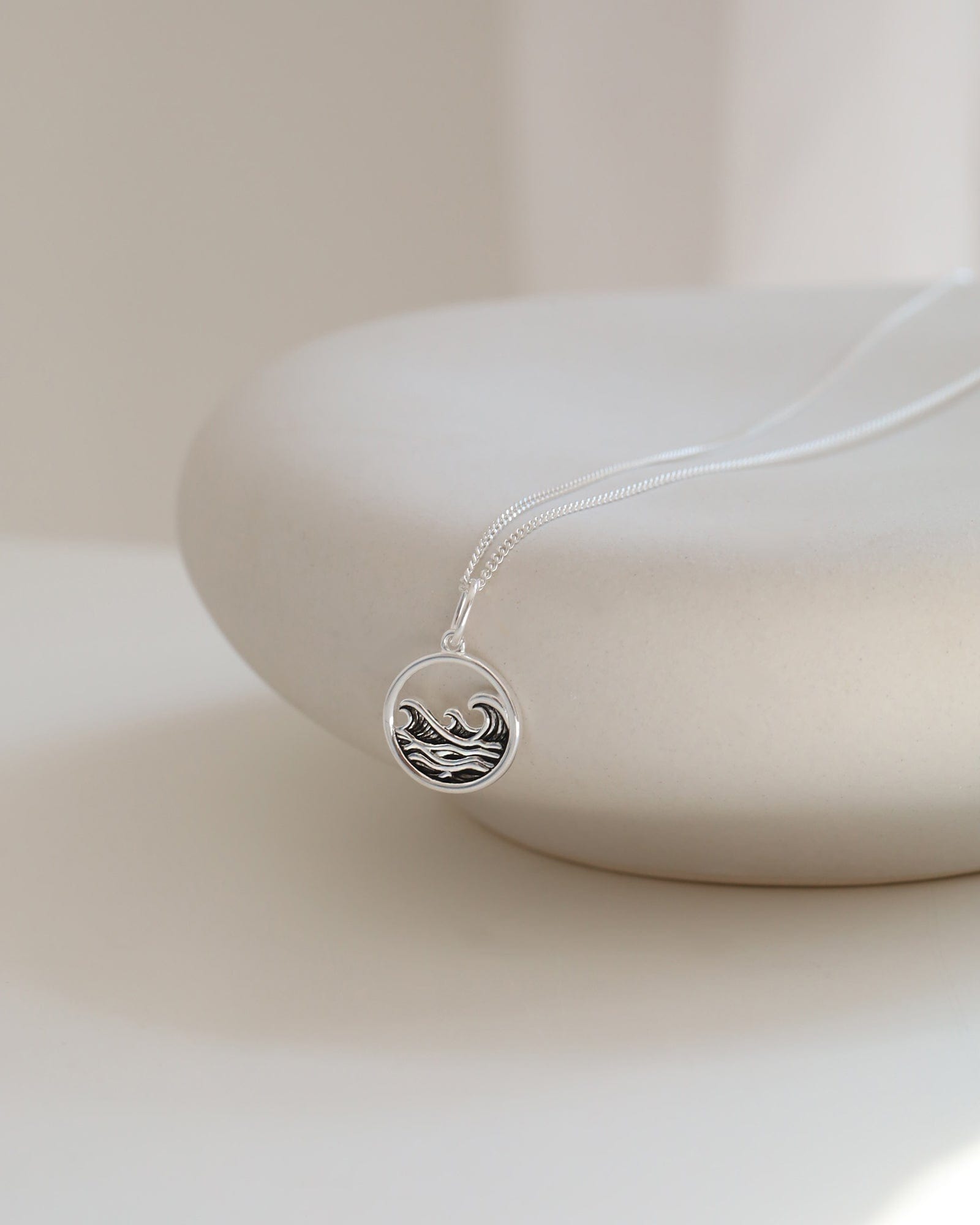Sterling Silver Oxidised Wave Pendant