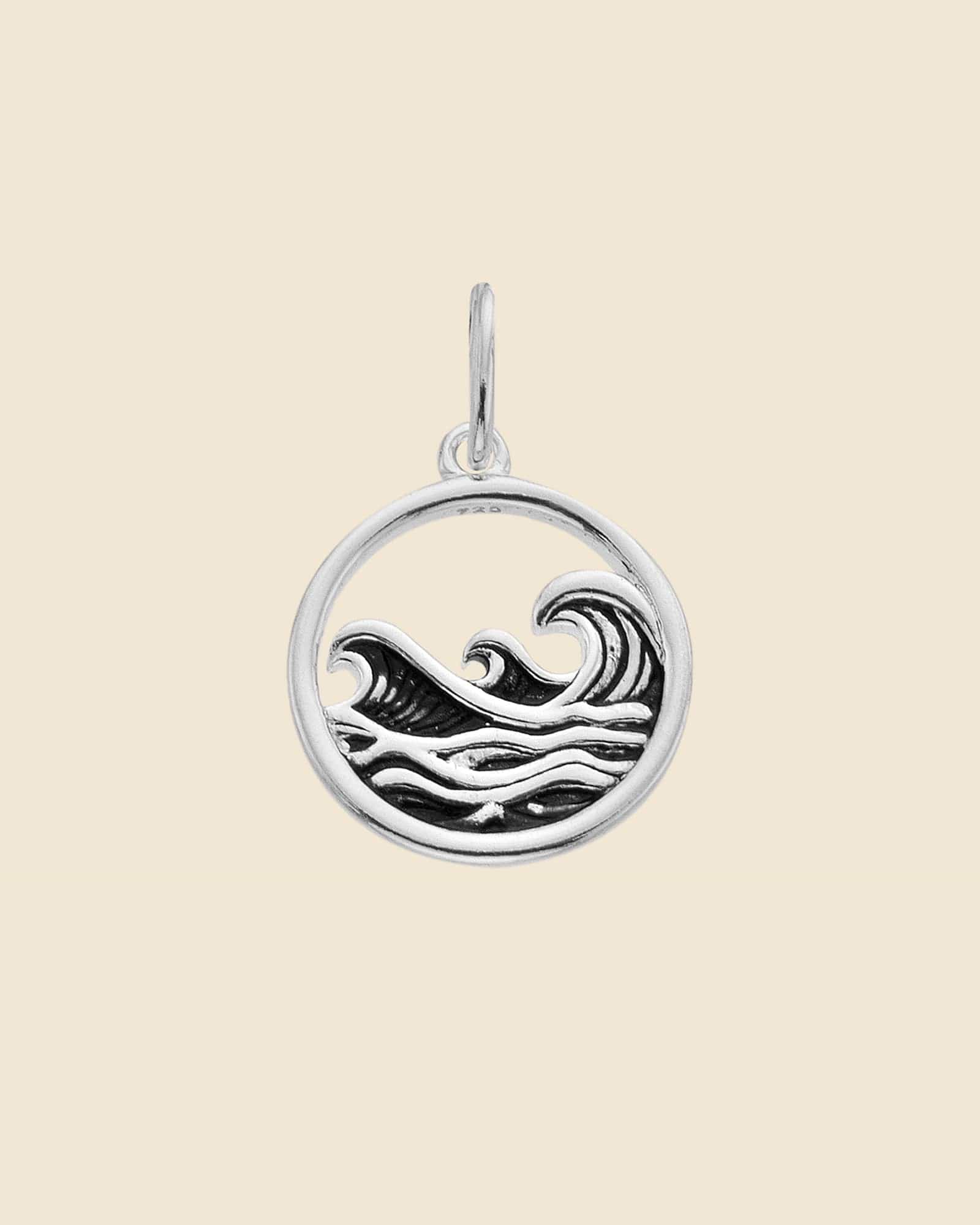 Sterling Silver Oxidised Wave Pendant