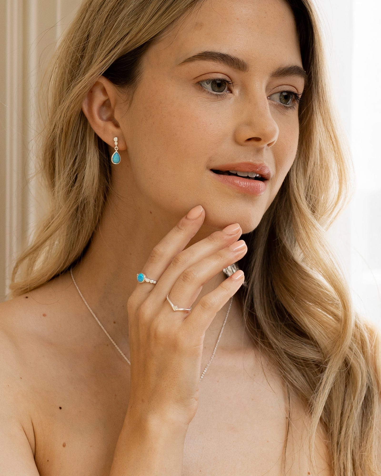 Sterling Silver Wishbone Ring with Cubic Zirconia Stone