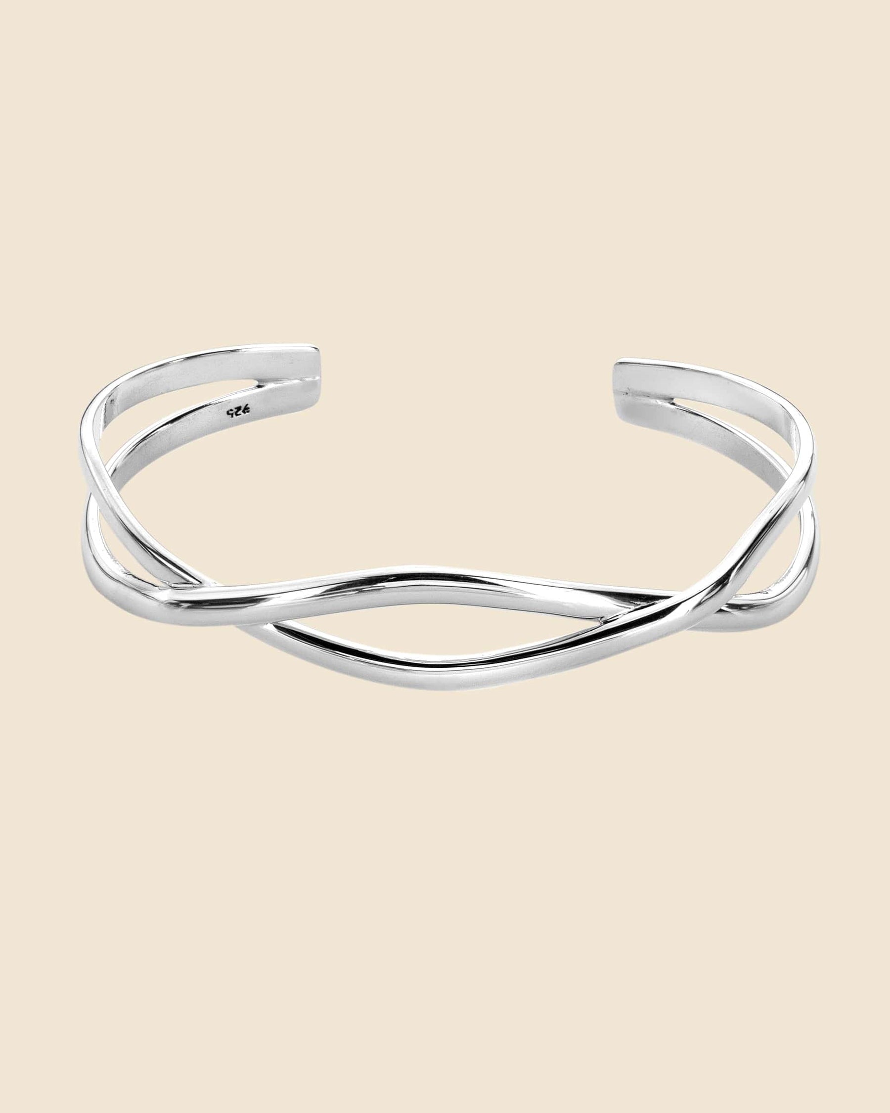 Sterling Silver Interwoven Curve Bangle