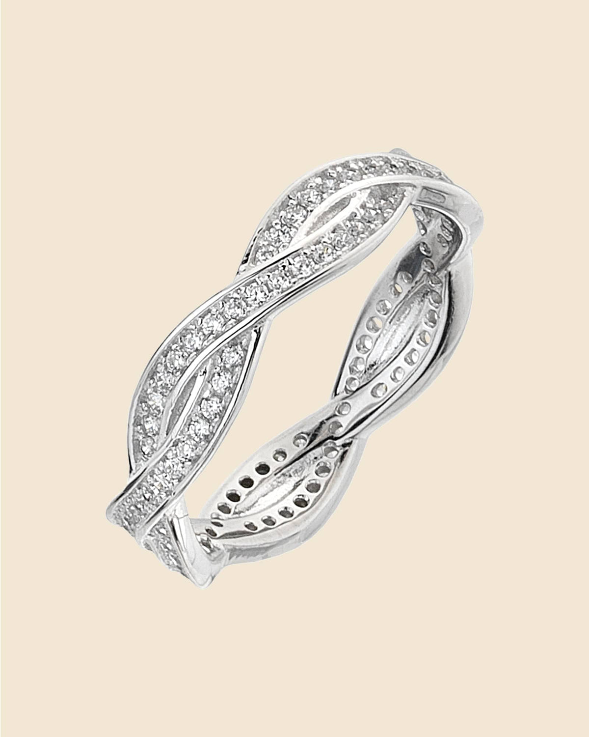 Sterling Silver and Cubic Zirconia Twist Ring