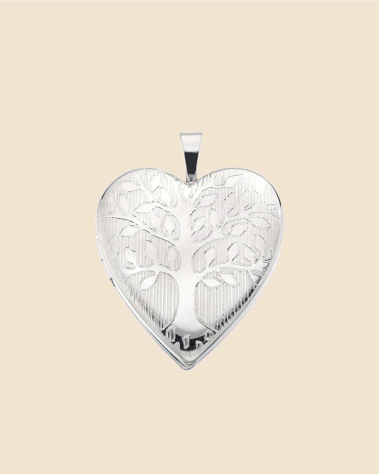 Sterling Silver Engraved Tree Heart Locket