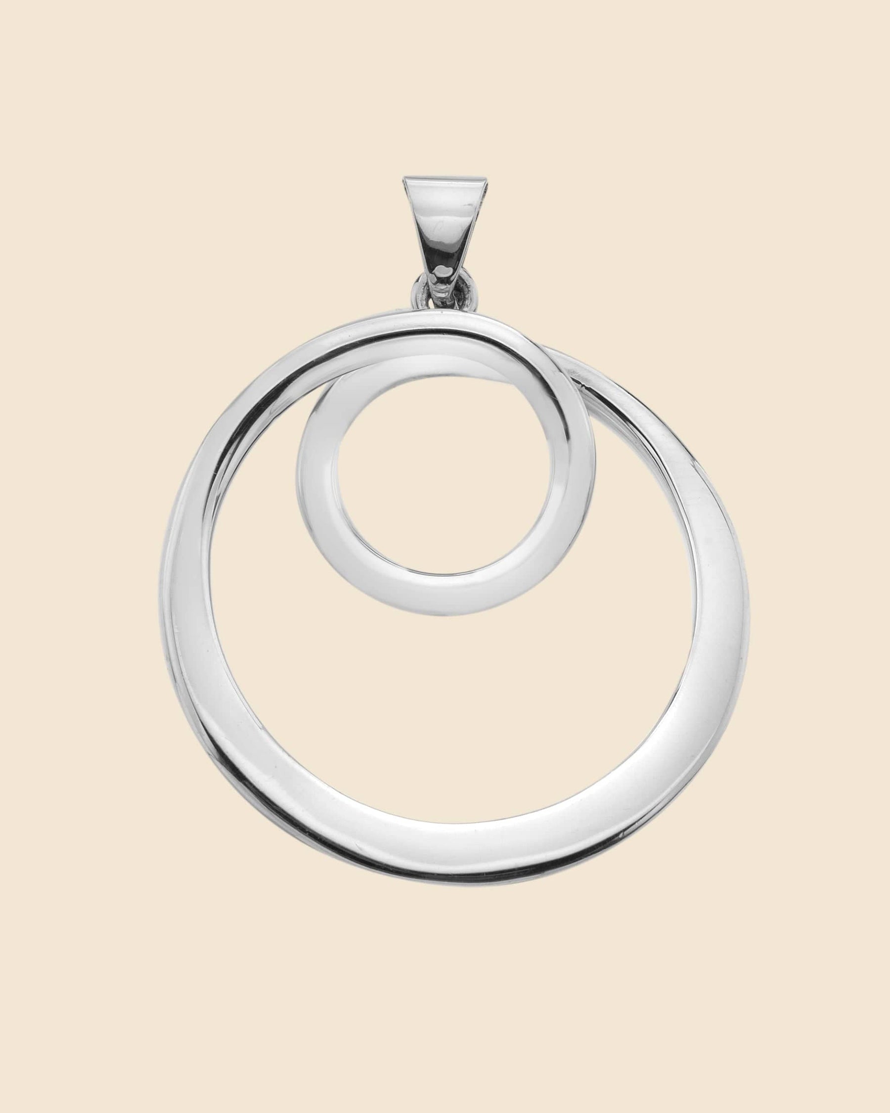 Sterling Silver Statement Double Circle Pendant