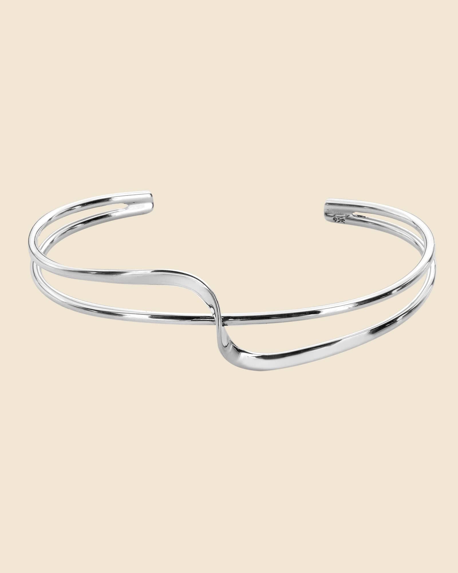 Sterling Silver Fine Crossover Bangle