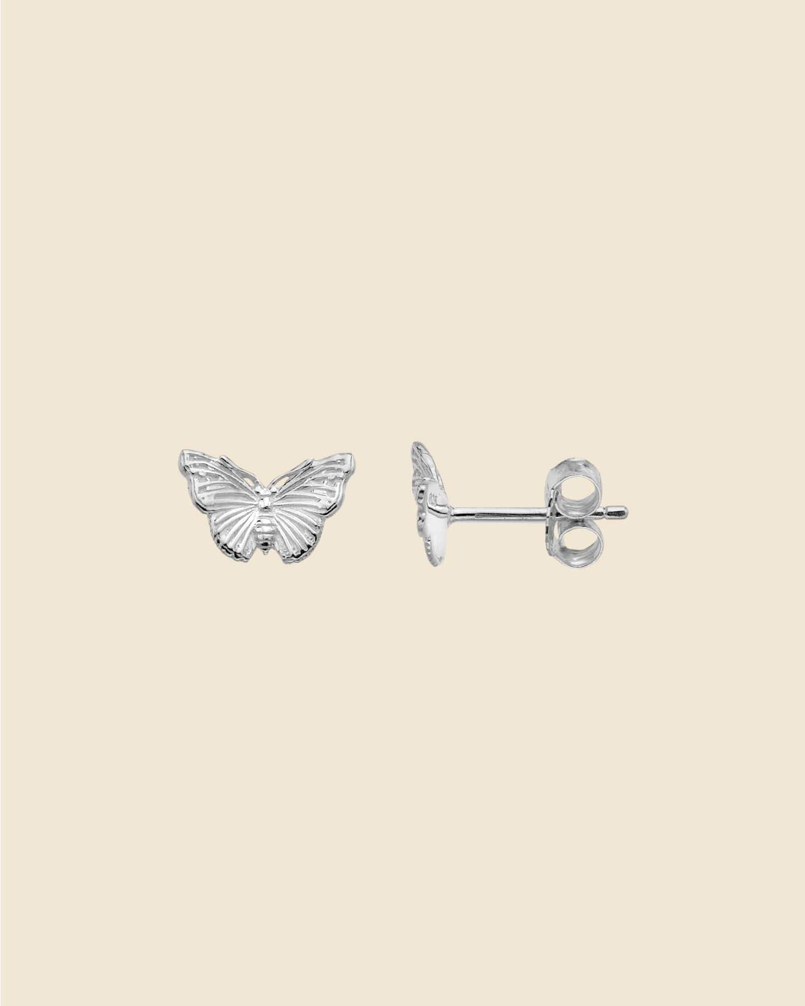 Sterling Silver Detailed Butterfly Studs - Main Image