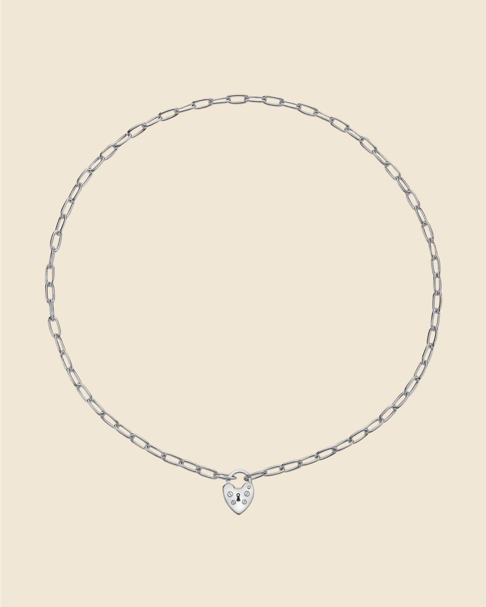 Sterling Silver Padlock Clasp Paperlink Necklace