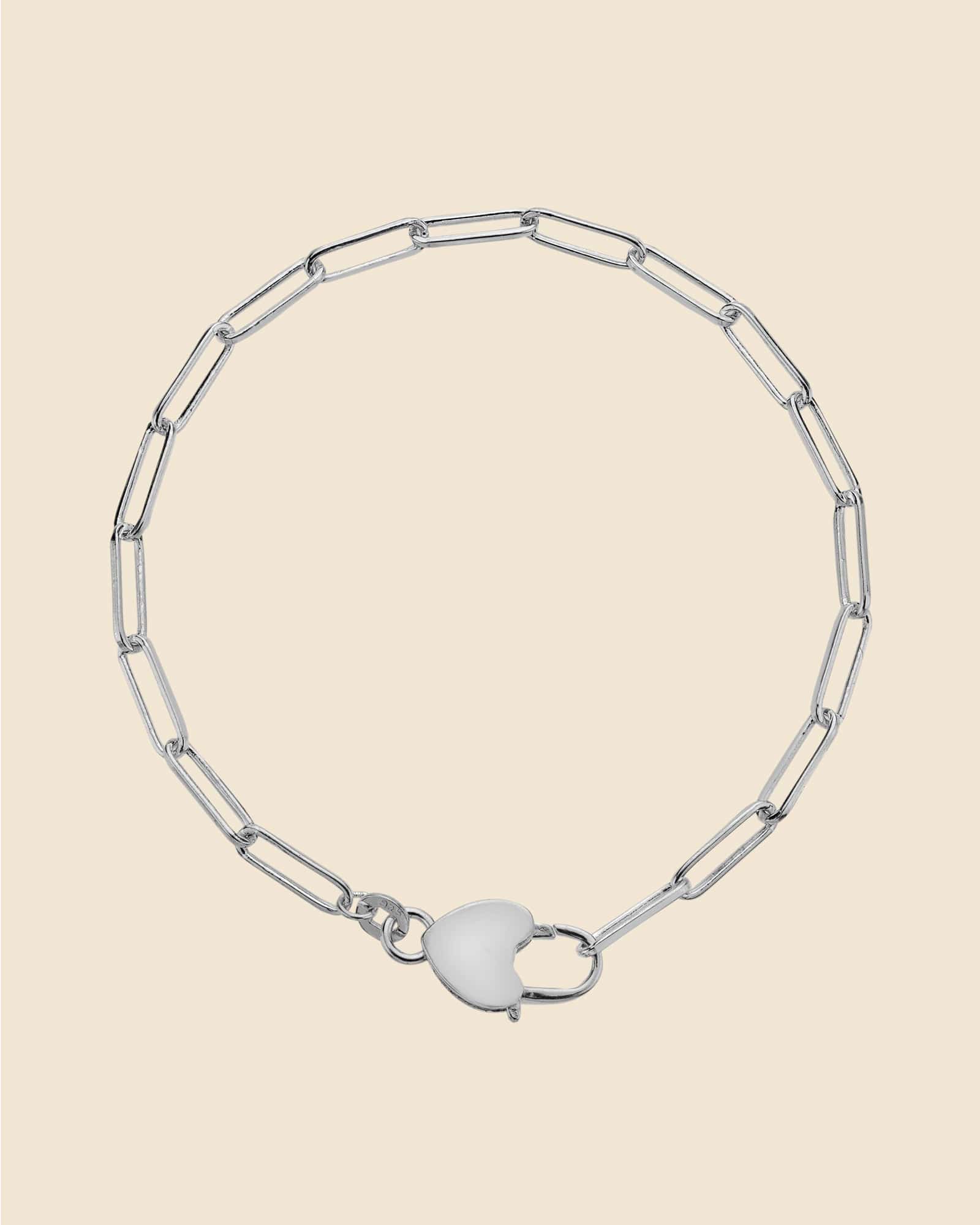 Sterling Silver Padlock Clasp Paperlink Bracelet