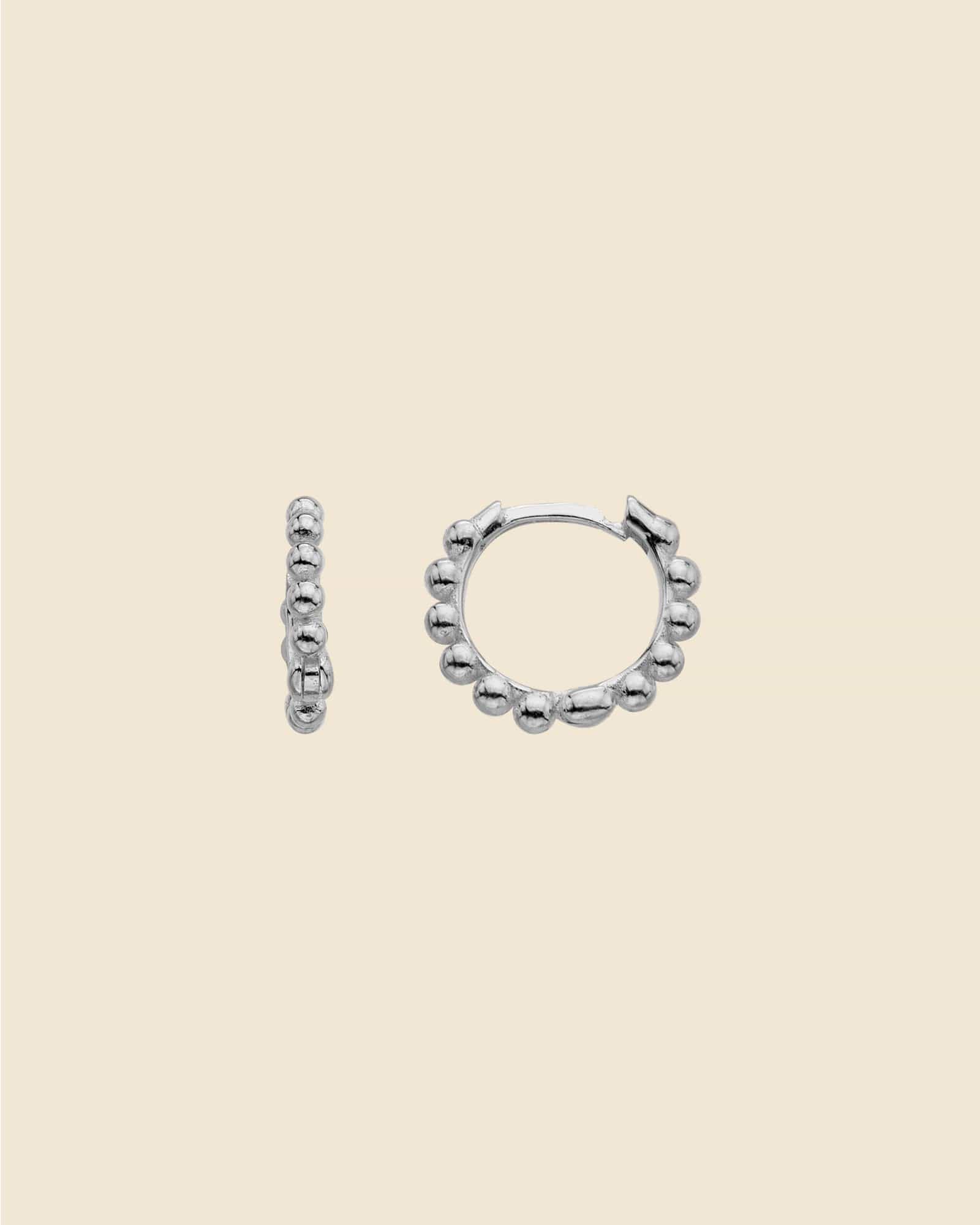 Sterling Silver Beaded Hoops