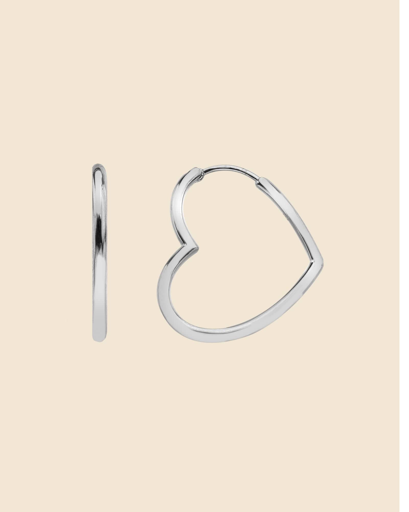 Sterling Silver Heart Hoops