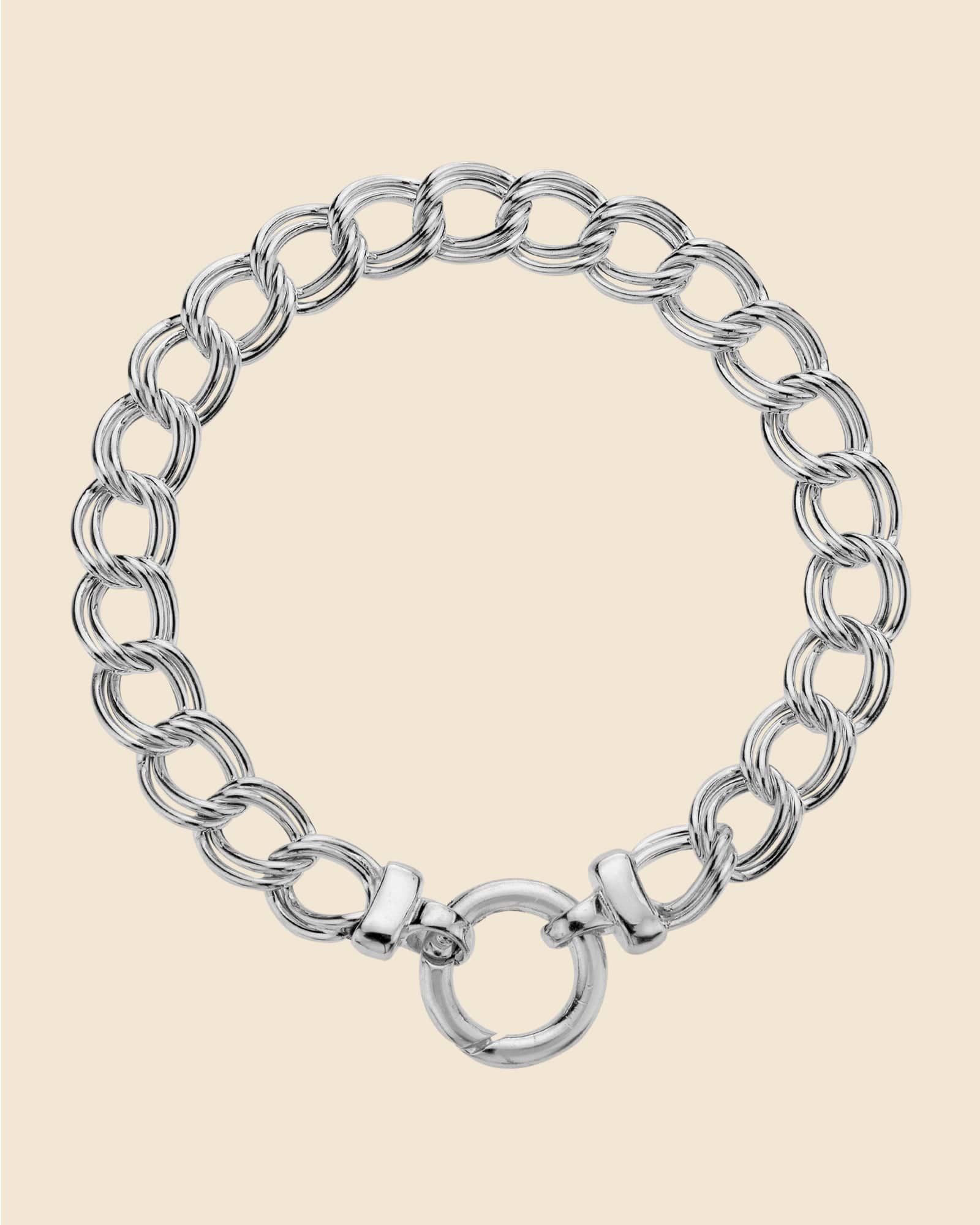 Sterling Silver Double Link Chunky Curb Chain Bracelet