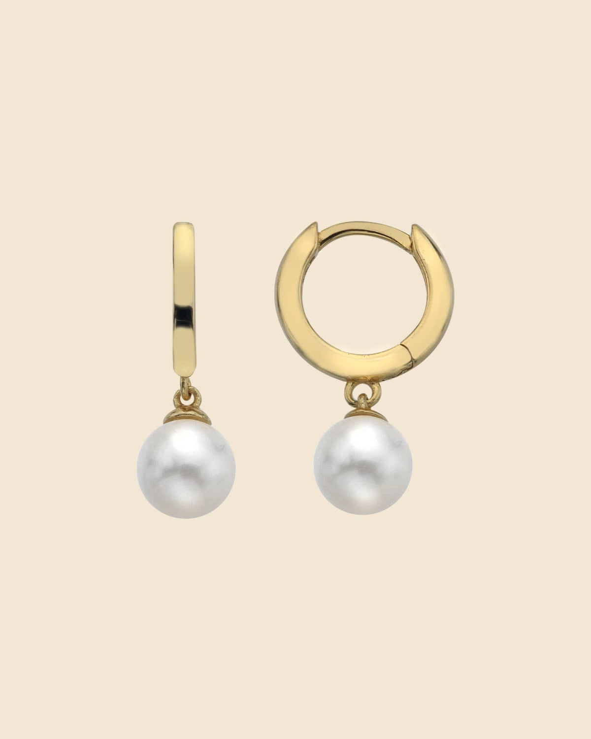 Sterling Silver Simple Hoops with Pearl Charms