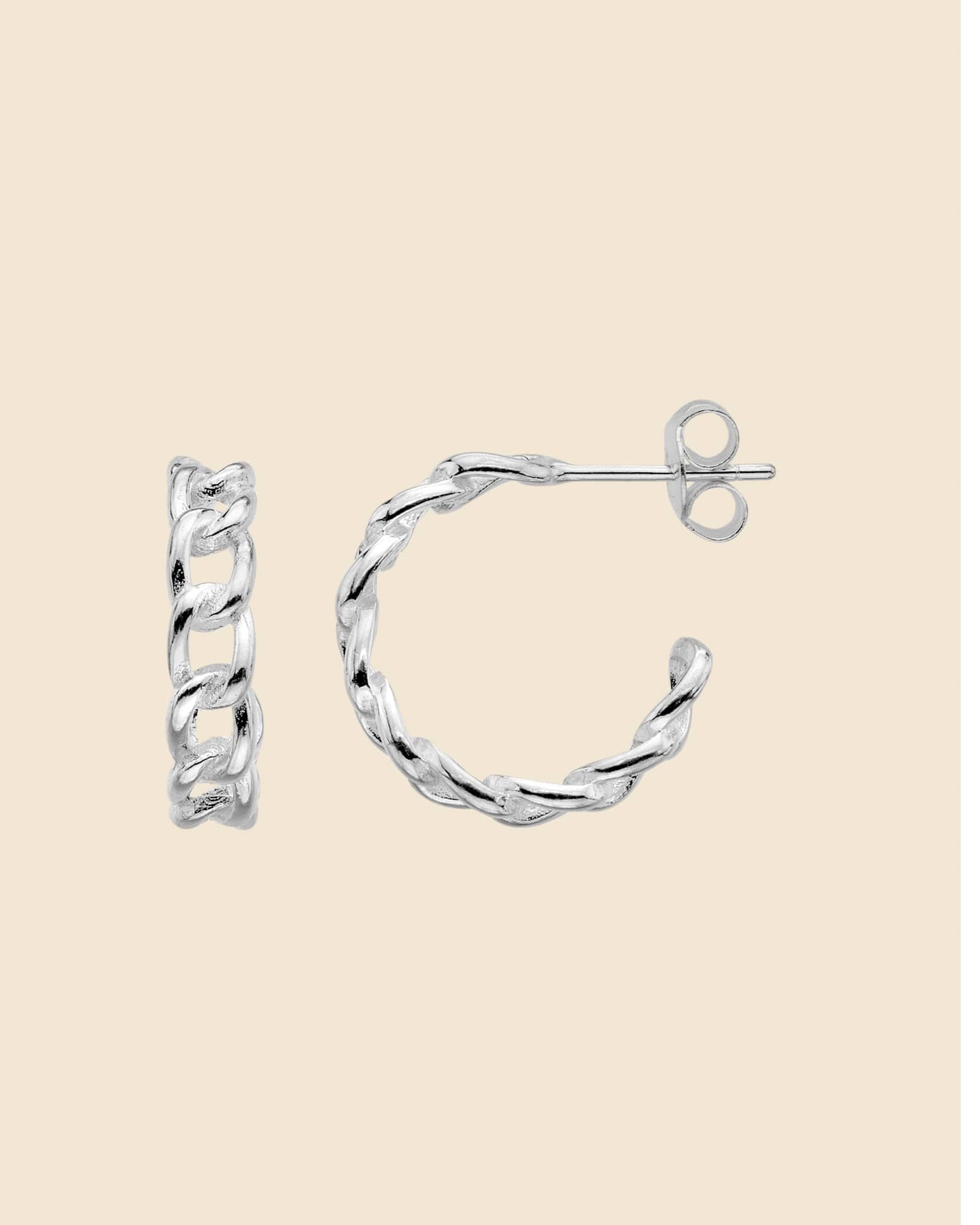 Sterling Silver Curb Link Hoops
