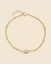 Gold Plated Simple Cubic Zirconia Layered Chain Bracelet