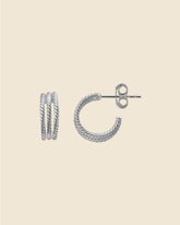 Sterling Silver Twisted Triple Strand Hoops