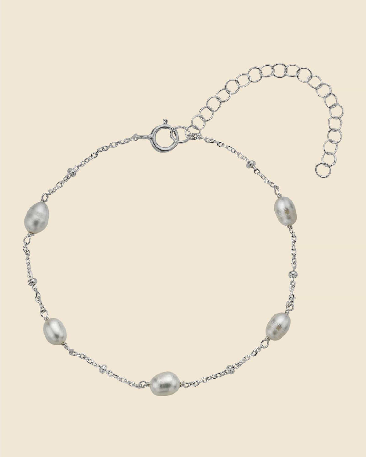 Sterling Silver Freshwater Pearl Station Bracelet