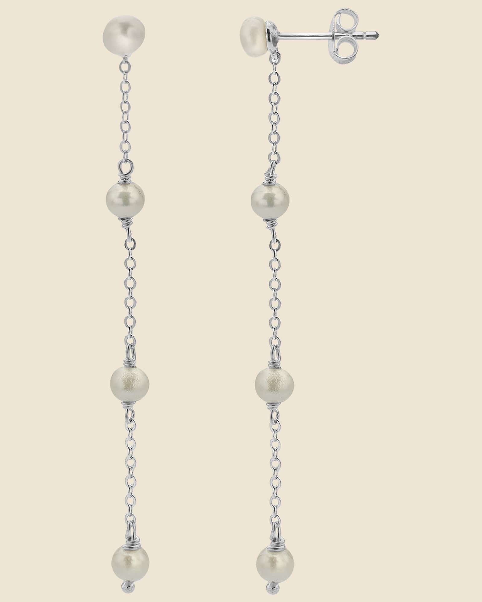 Sterling Silver and Pearl Drop Earrings