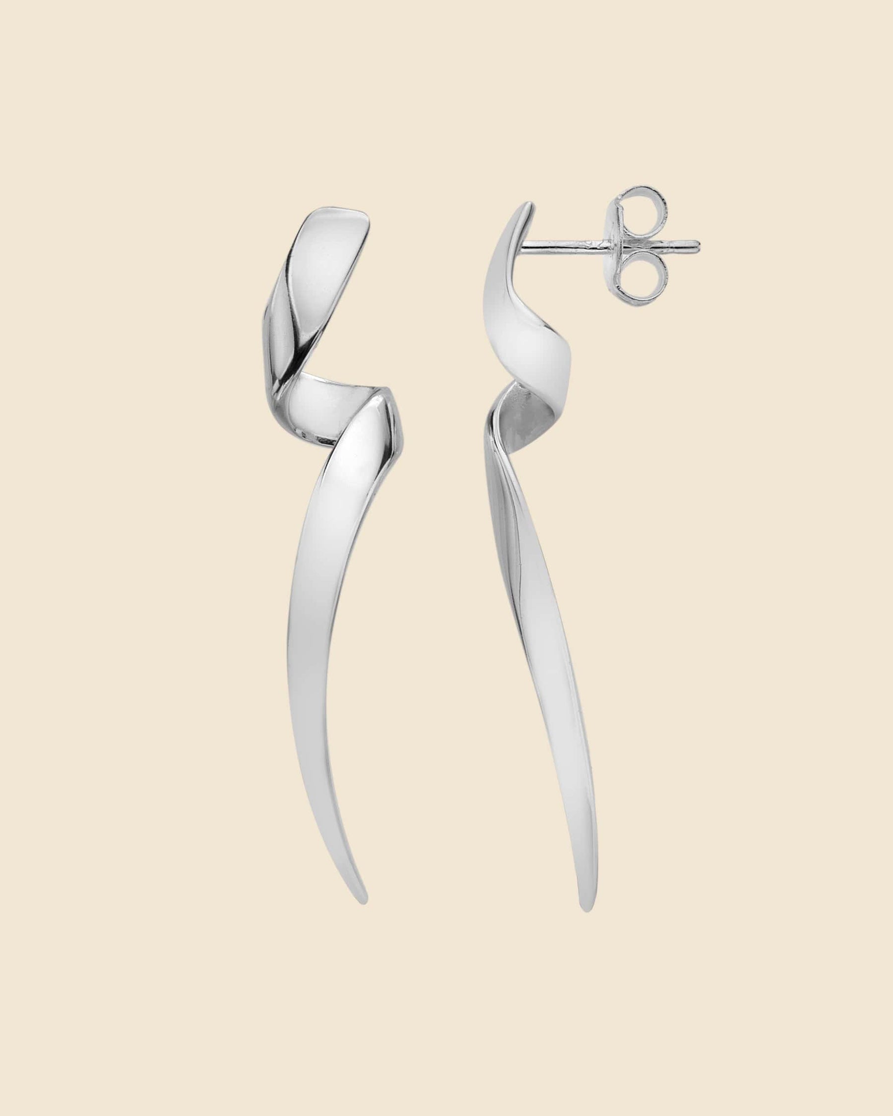 Sterling Silver Elongated Spiral Earrings