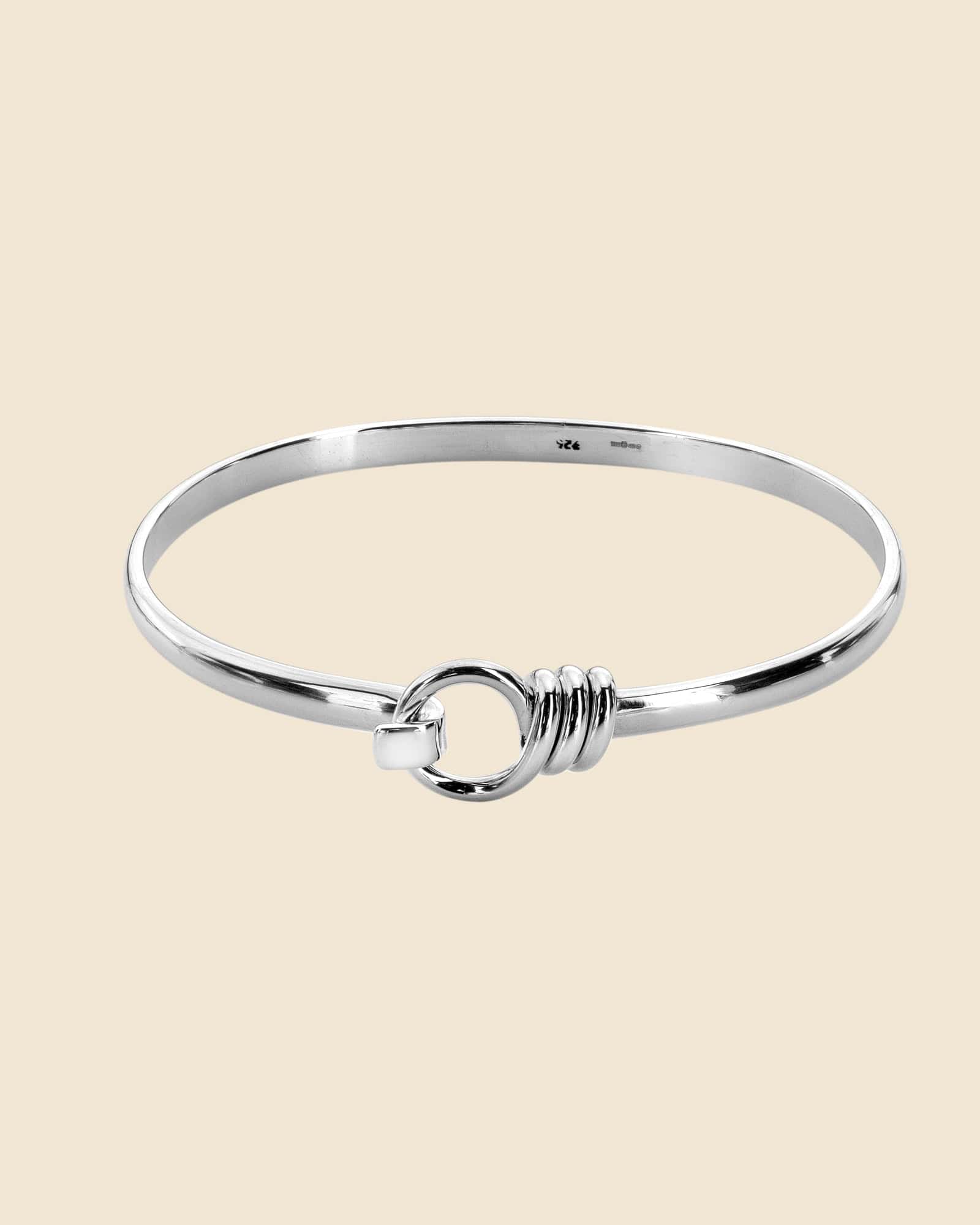 Sterling Silver Bangle with Looped Rope Fastening