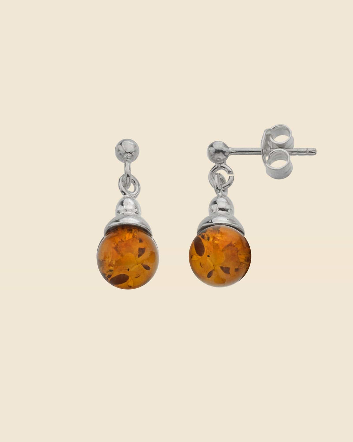 Sterling Silver and Amber Bead Drop