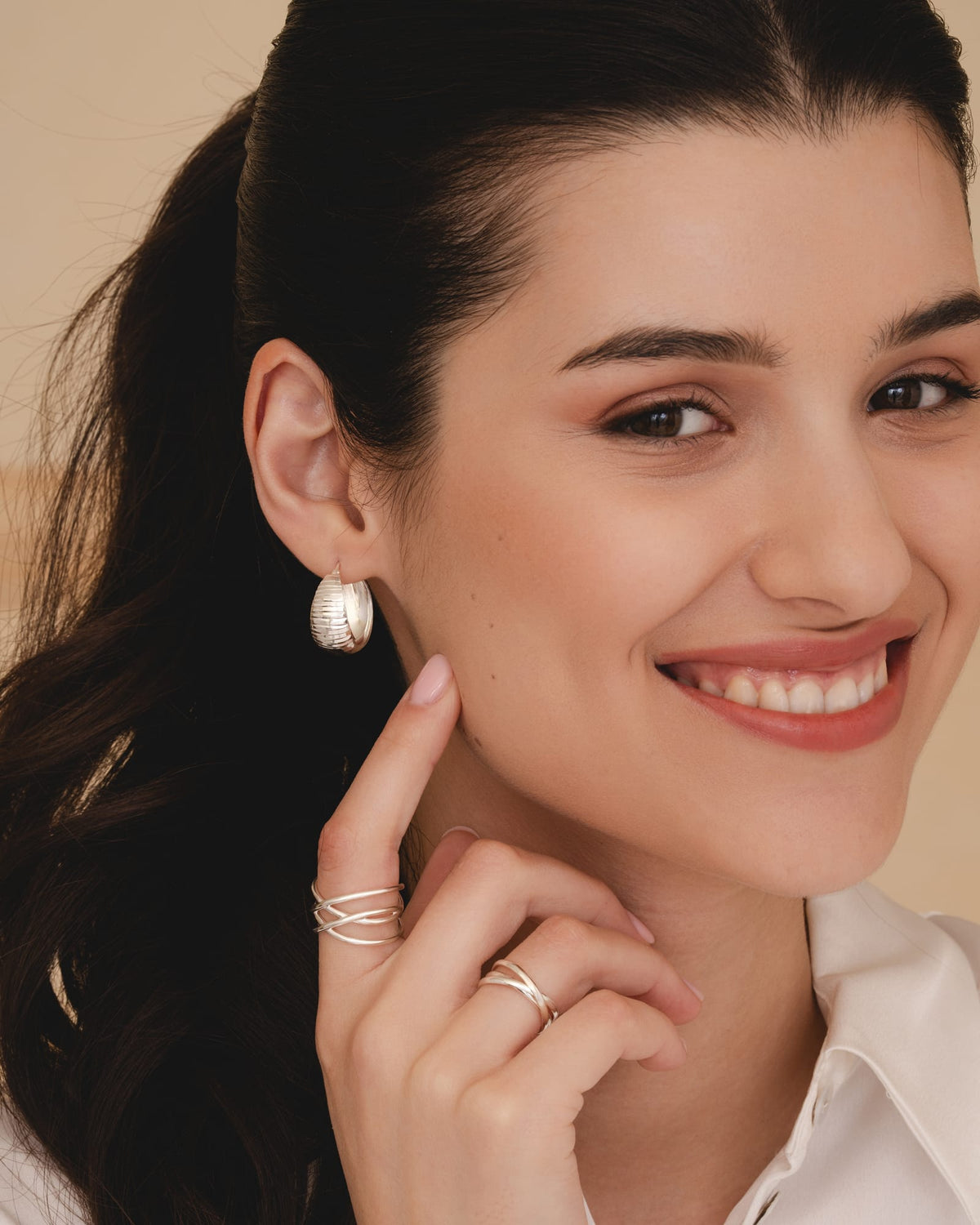 Sterling Silver Channelled Dome Hoops