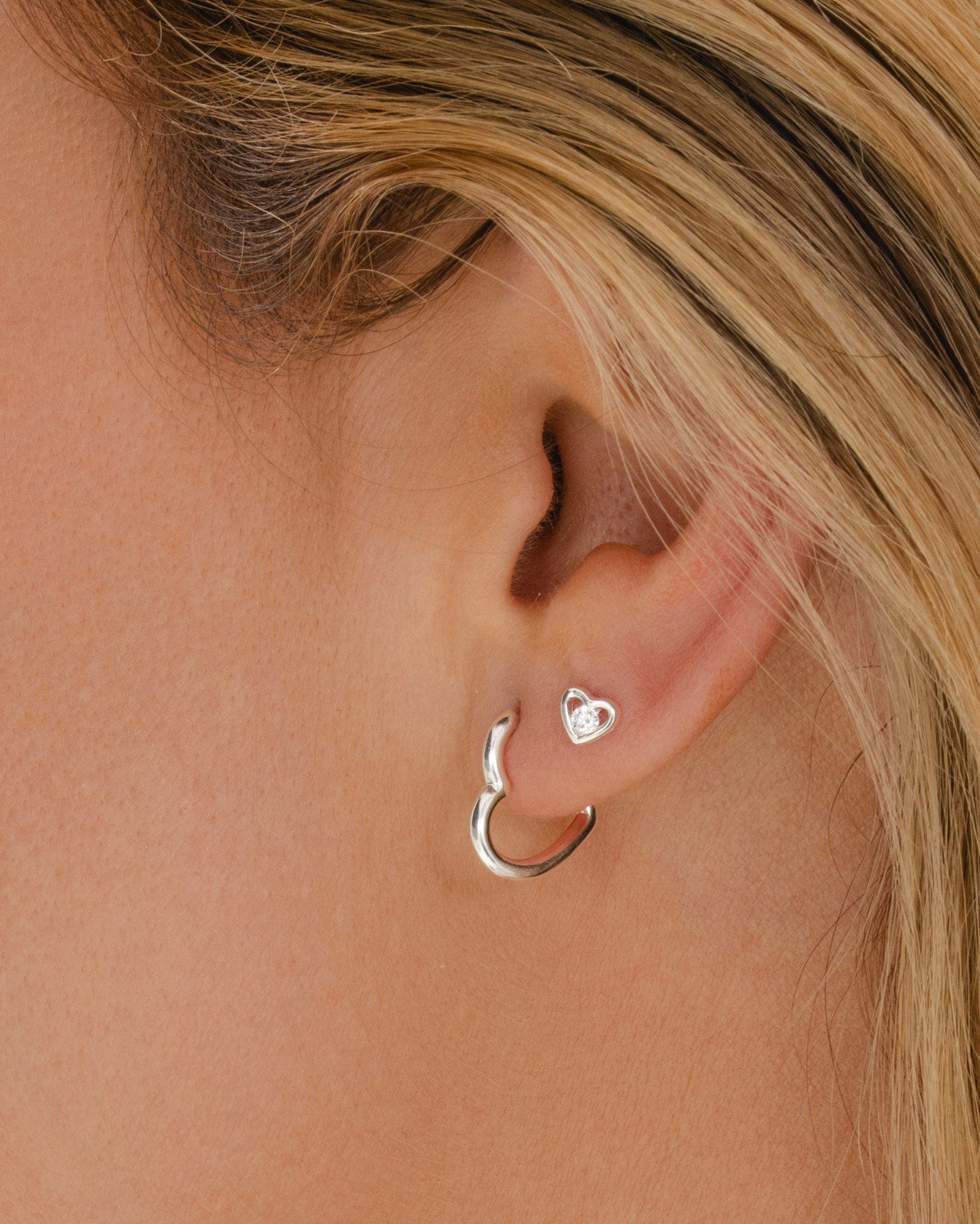 Sterling Silver Open Heart Hoops