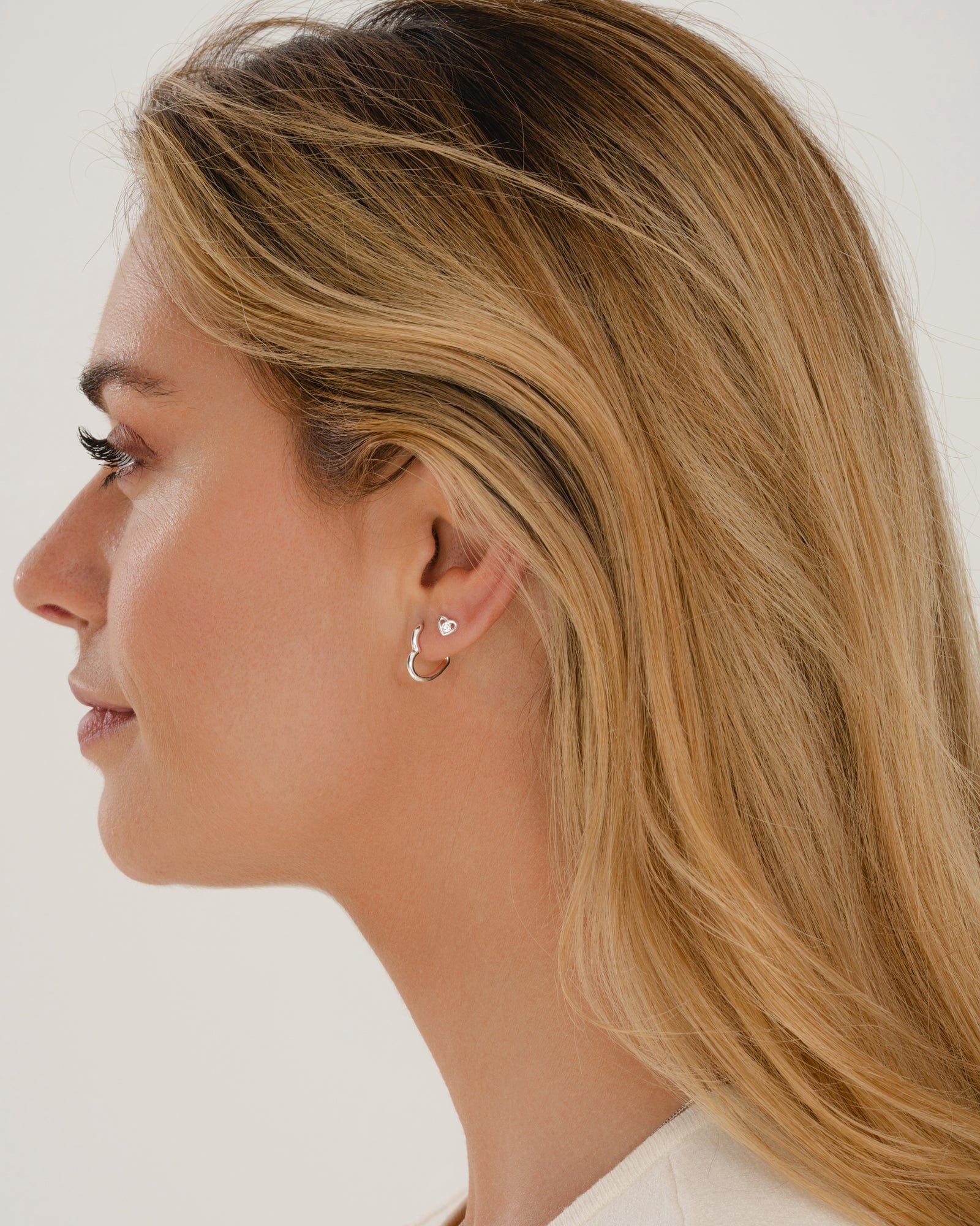 Sterling Silver Open Heart Hoops